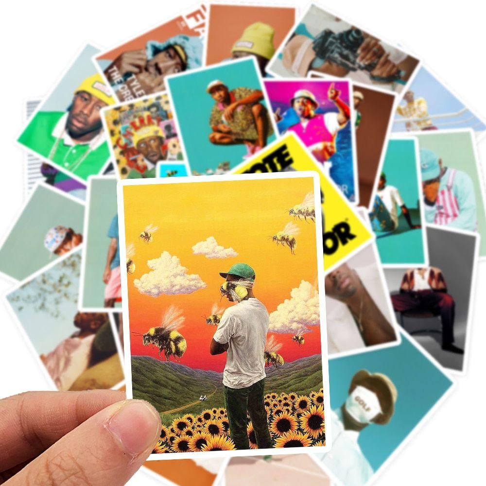 1000x1000 25Pcs Mixed Flower Boy Tyler The Creator Poster Stickers Waterproof PVC Decals for Luggage Laptop Phone Fridge Decor Stickers. Wall Stickers