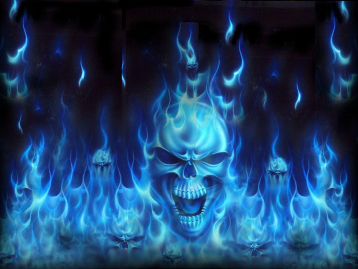 1400x1050 Flaming Skulls Wallpaper