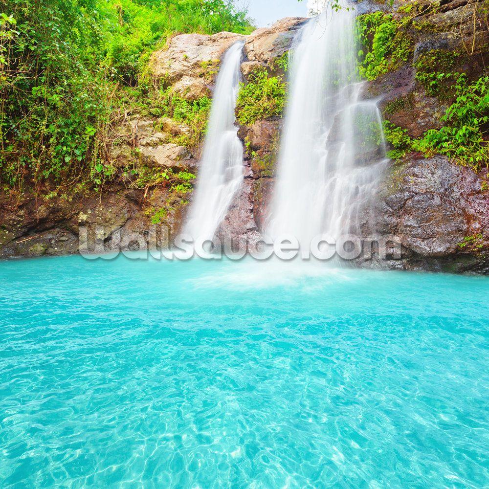 1000x1000 Tropical Waterfall Wallpaper Mural