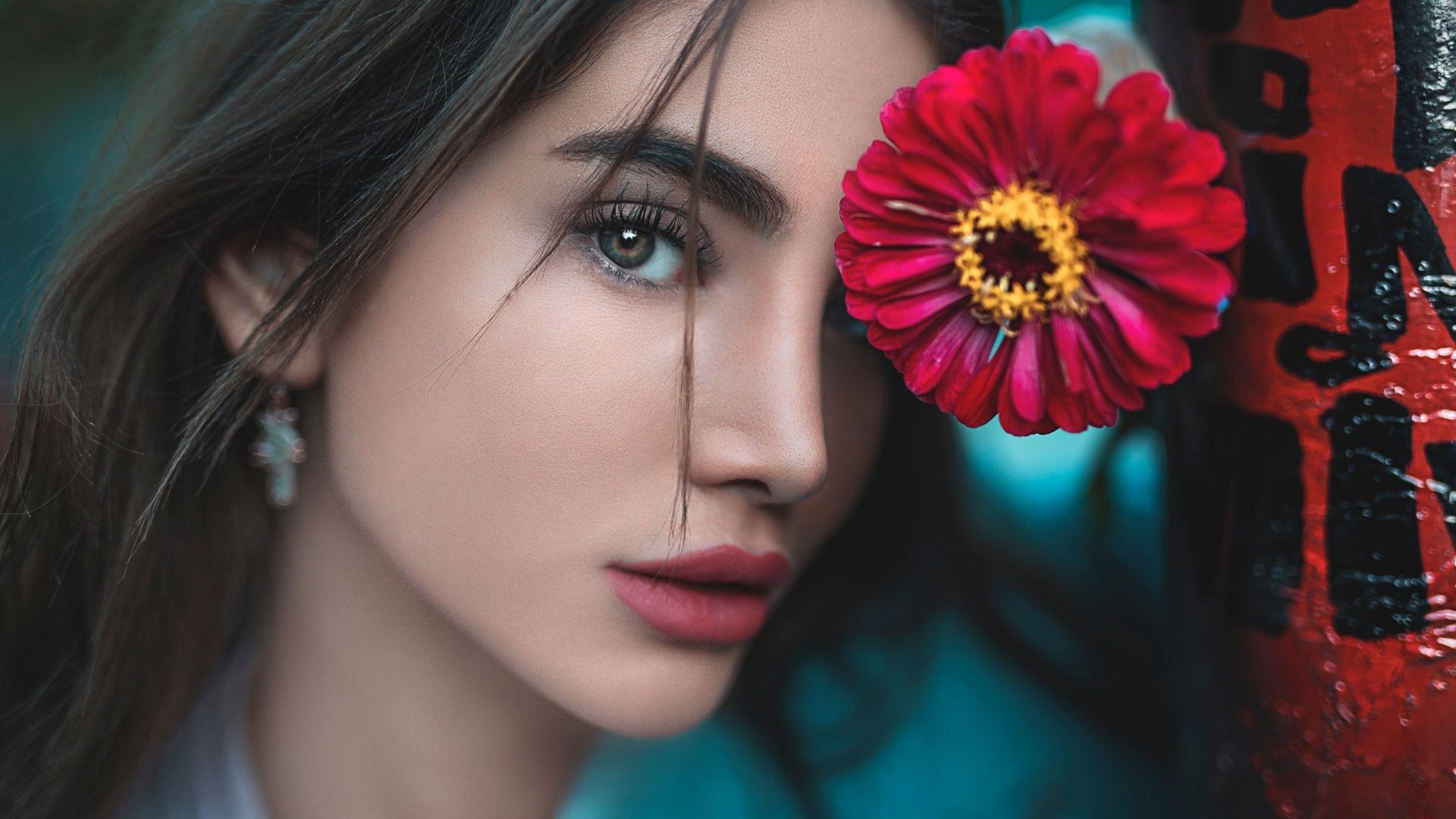 1920x1080 Girl Flower Aesthetic