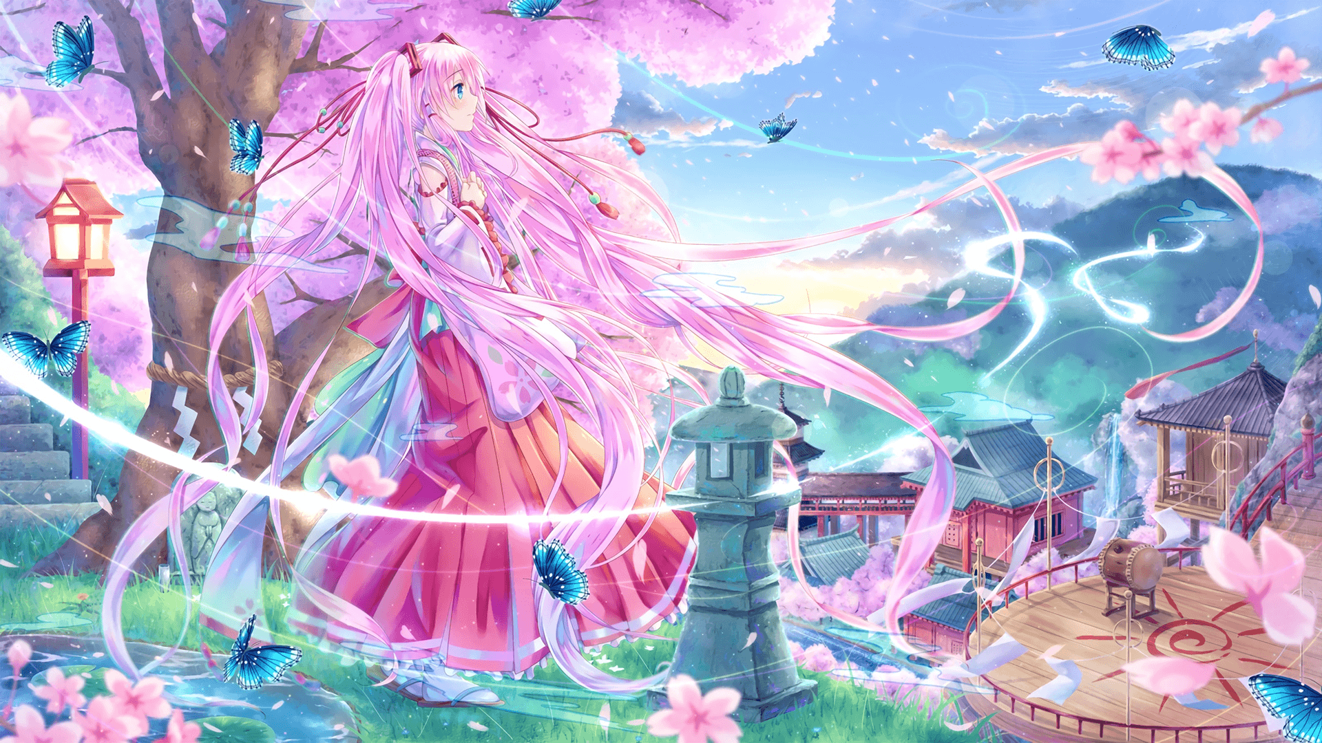 1920x1080 Sakura Miku Wallpaper