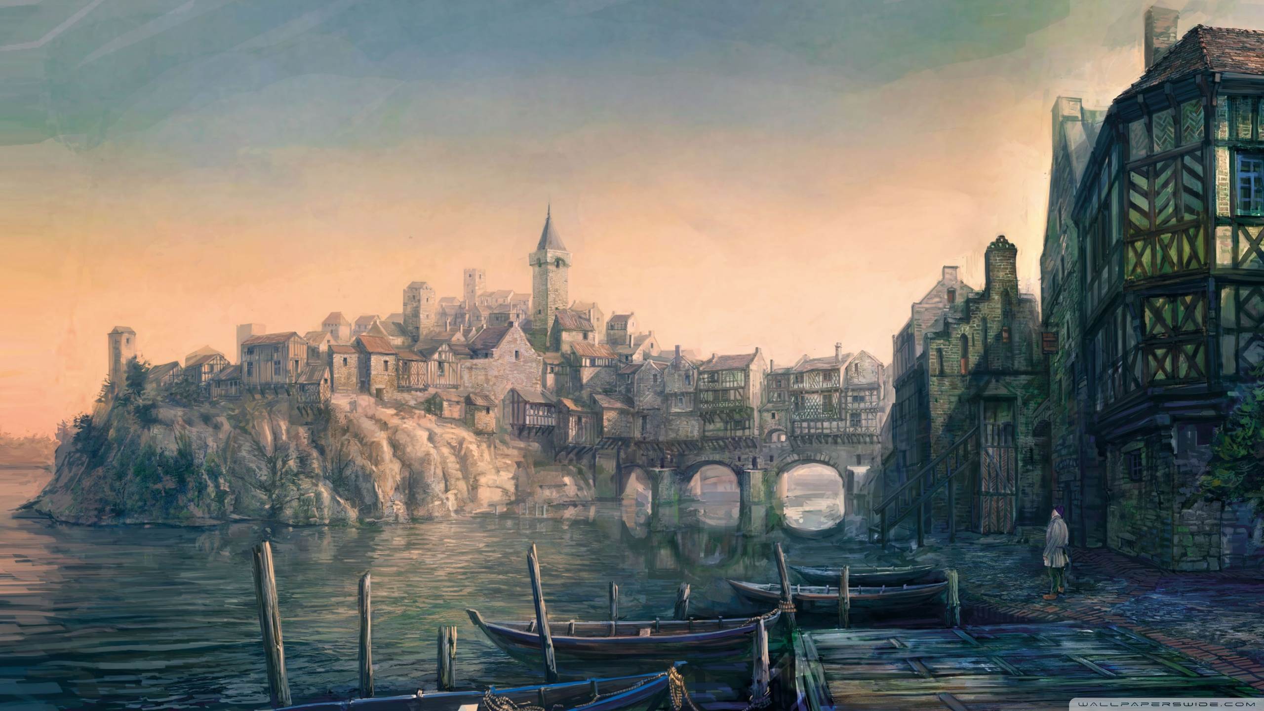 2560x1440 The Witcher 3 Wild Hunt Harbour HD desktop wallpaper : Widescreen : High Definition : Fullscreen : Mobile : Dual Monitor