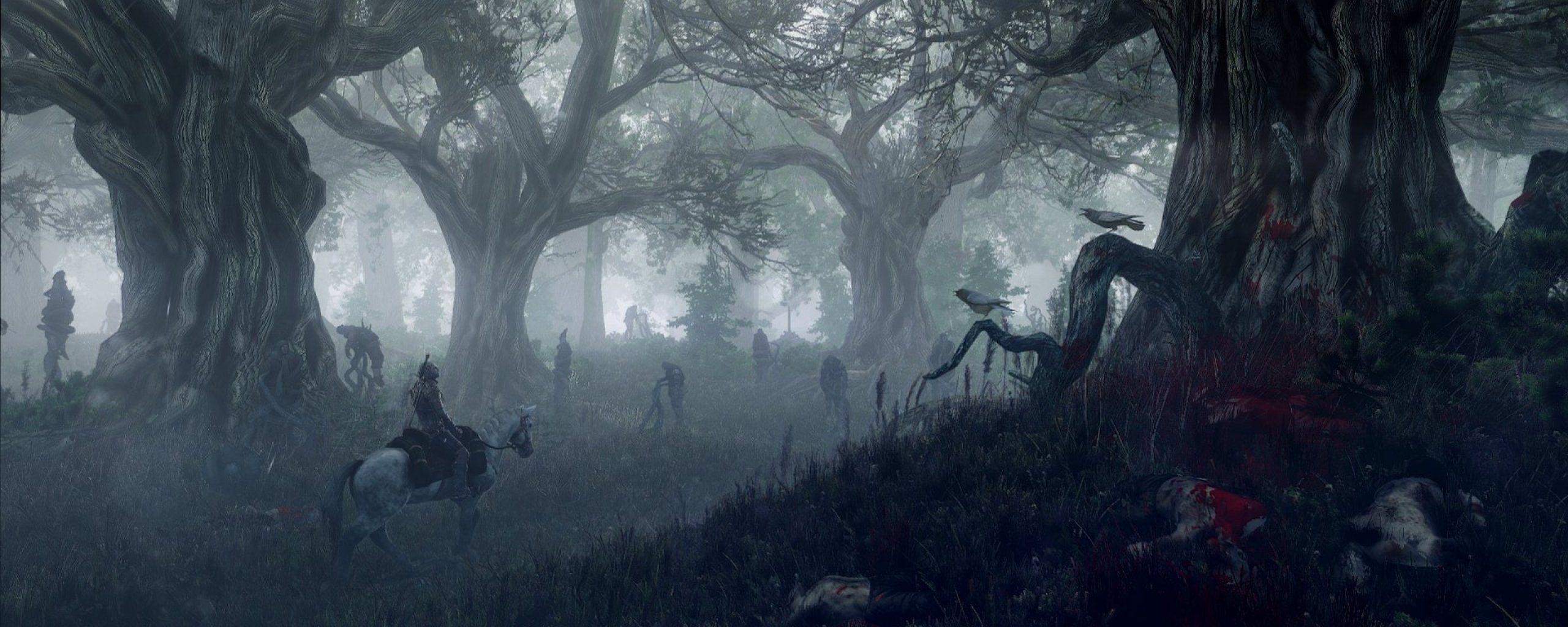 2560x1024 WITCHER 3 WILD HUNT fantasy action fighting warrior dark dual multi wallpaperx1024