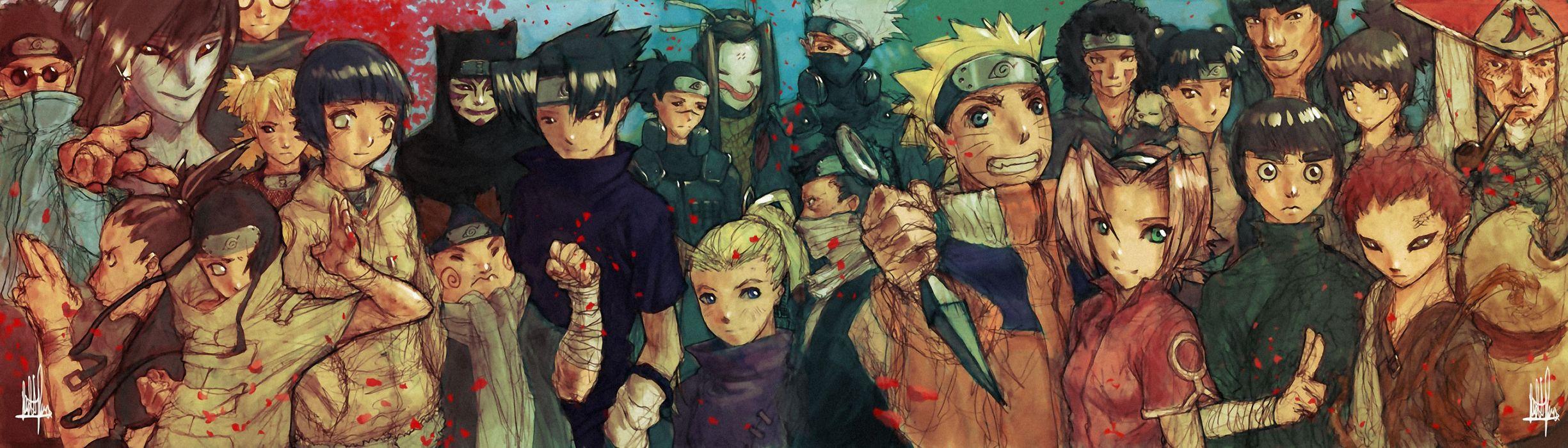 2450x700 Haruno Sakura Uchiha Sasuke Temari Naruto: Shippuden haku Shikamaru Nara Hyuuga Hinata artwork Orochimaru Rock Lee