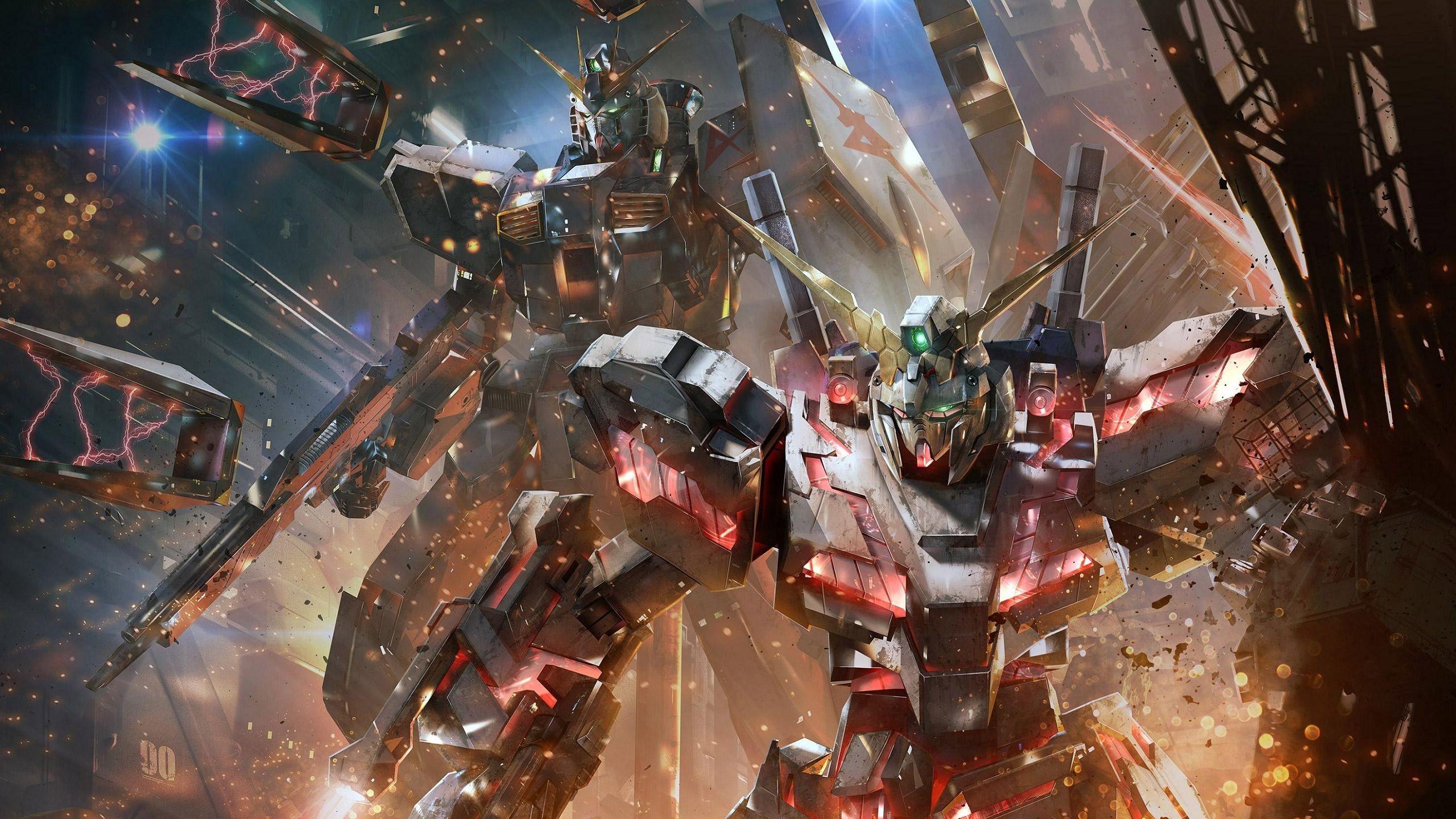 2560x1440 Mobile Suit Gundam Unicorn, Gundam, anime, mech, Mobile Suit, robot, artwork, digital art, Gundam Versus, futuristic, science fiction, Nu Gundamx1440 Wallpaper