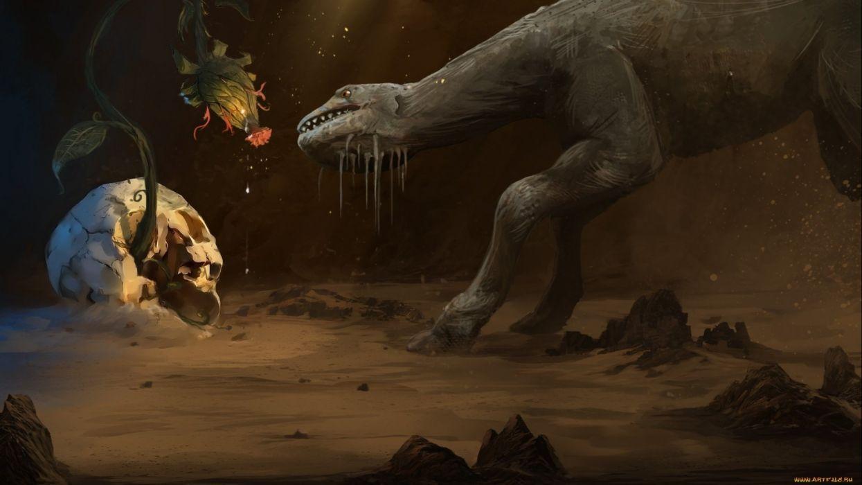 1245x700 Fantasy art artwork creature monster serpent dragon skull s