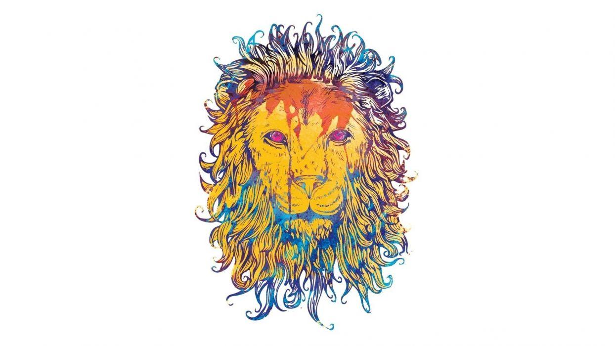 1244x700 Vector psychedelic lion cat minimal fantasy wallpaperx1080