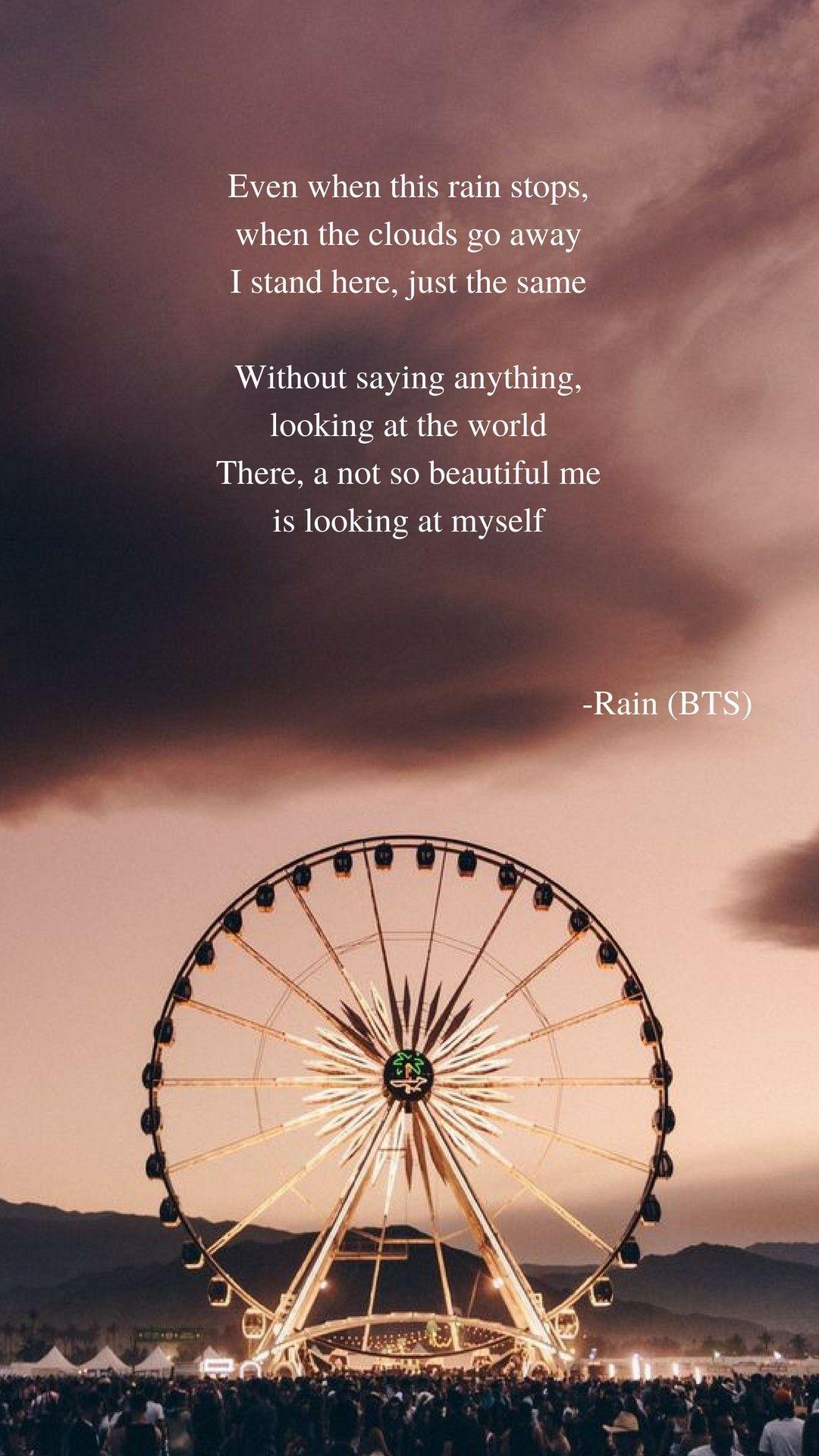 1080x1920 Rain by BTS. Frases de musicas, Imagens aleatórias, Rain bts