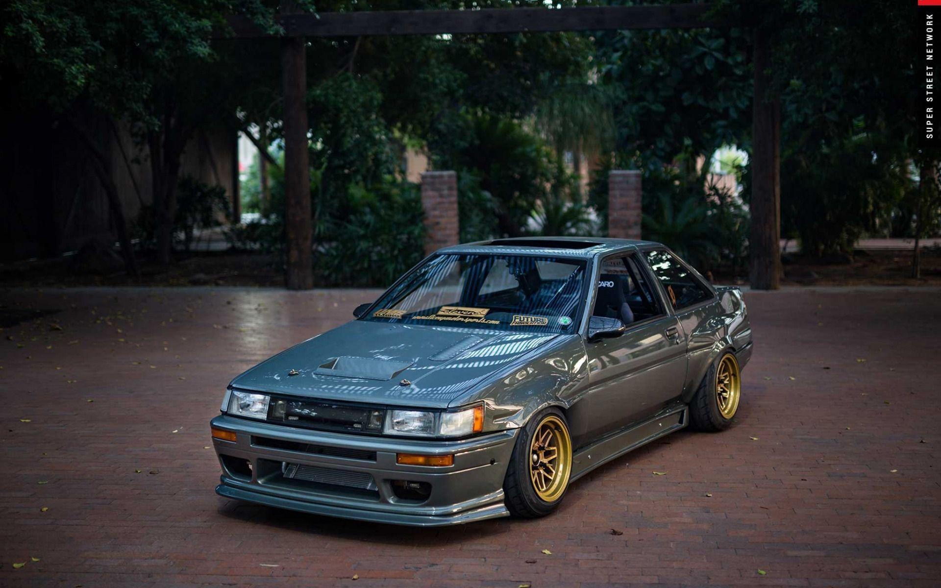 1920x1200 Download wallpaper Toyota Corolla, AE tuning, bronze wheels, retro cars, old Corolla, Japanese cars, Toyota for desktop with resolution 1920x1200. High Quality HD picture wallpaper