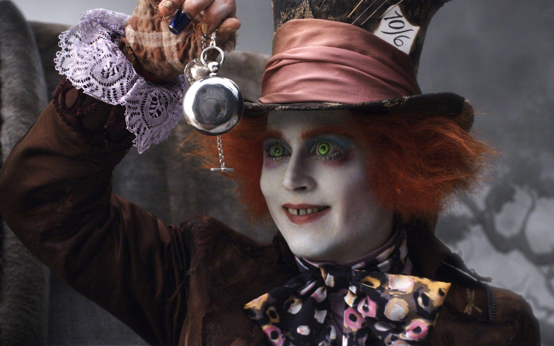 1920x1200 Alice in Wonderland, Mad Hatter, Johnny Depp, pocket watch