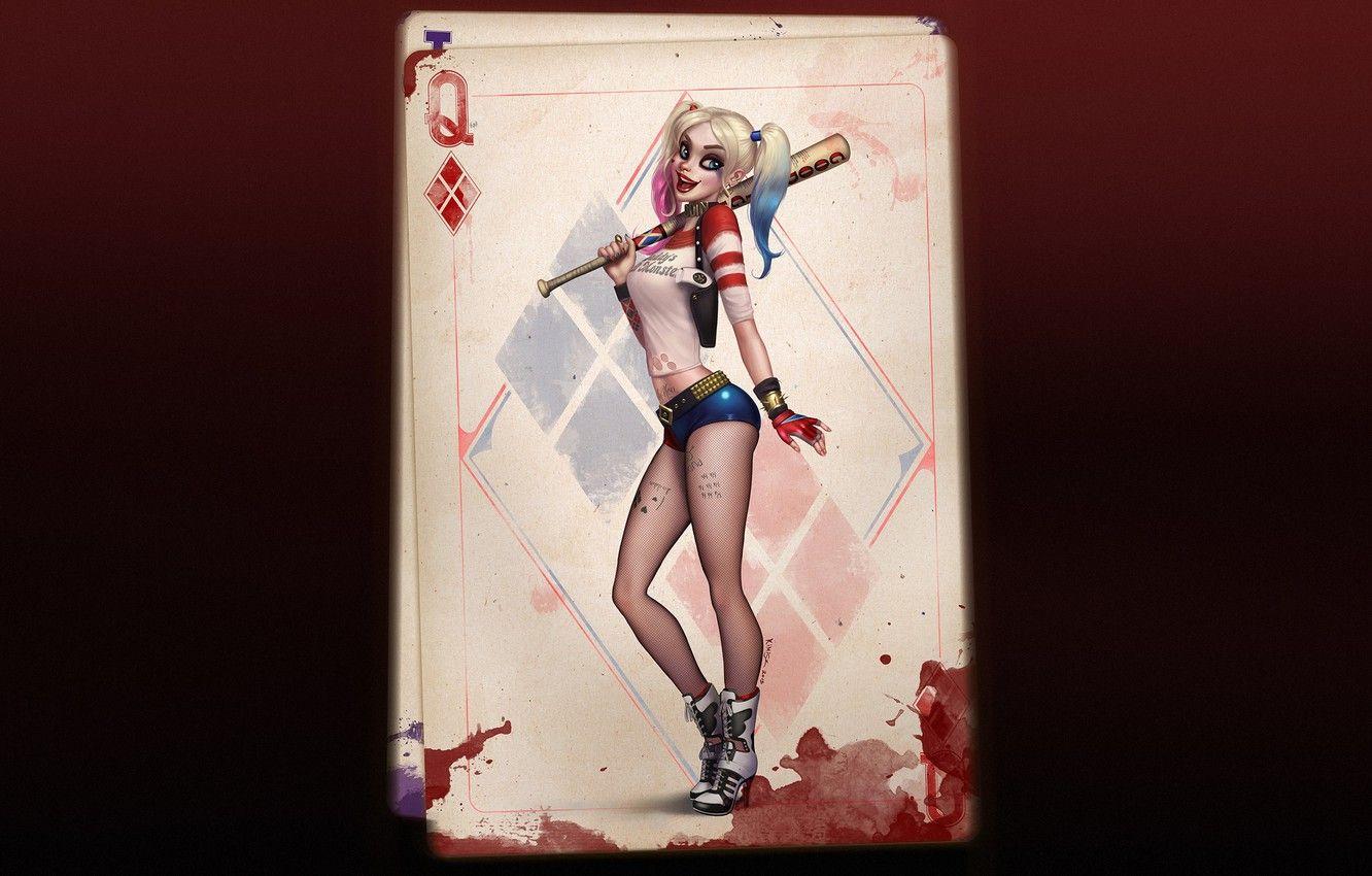 1332x850 Wallpaper Girl, Map, Harley, Art, Harley Quinn, Harley Quinn, DC comics, Quinn, Playing card, by Felipe Kimio, Felipe Kimio, DC Art, Quinn of Diamonds image for desktop, section минимализм