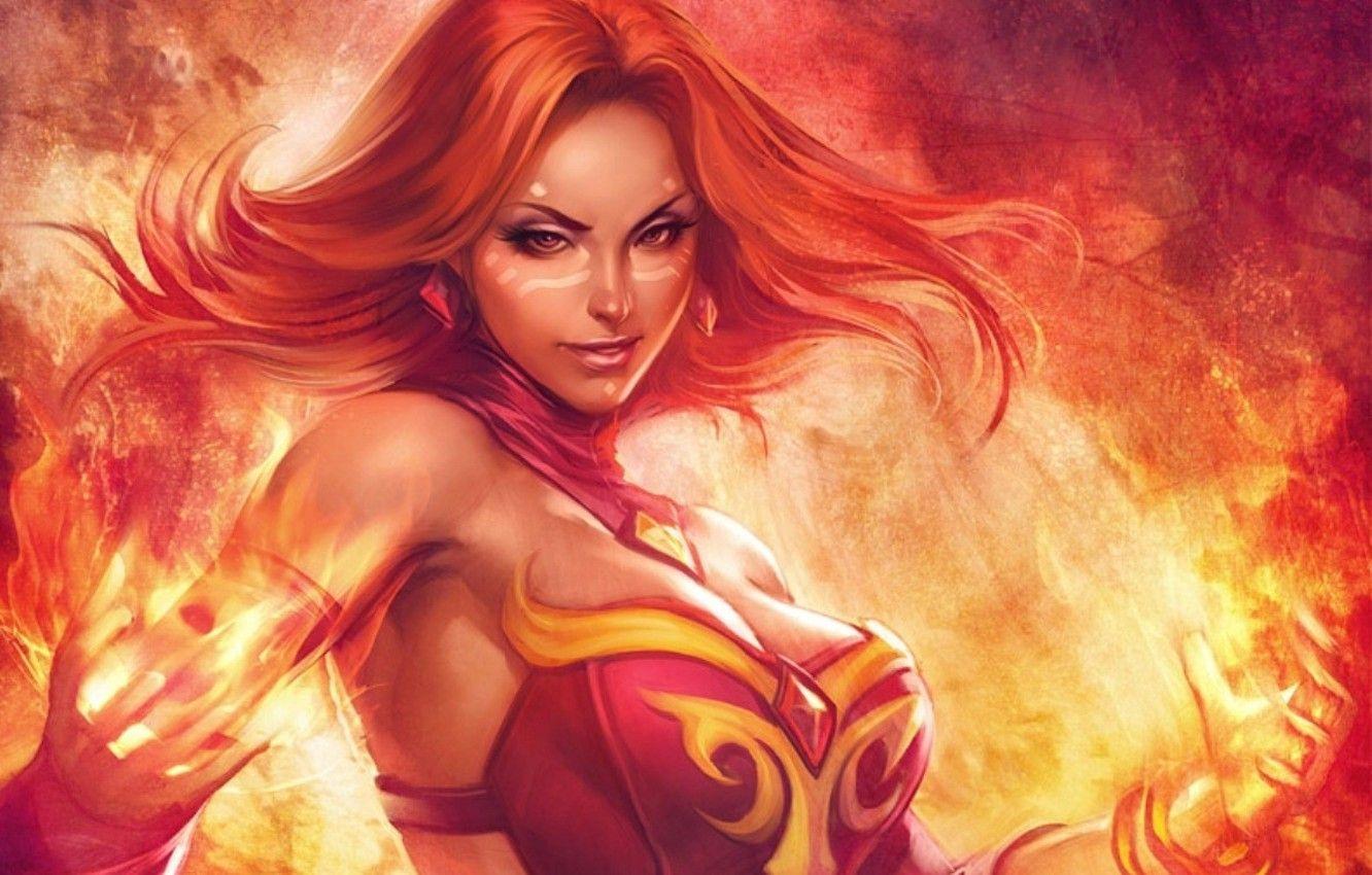 1332x850 Wallpaper Girl, Game, Game, Defense of the Ancients, Dota DotA Lina image for desktop, section игры