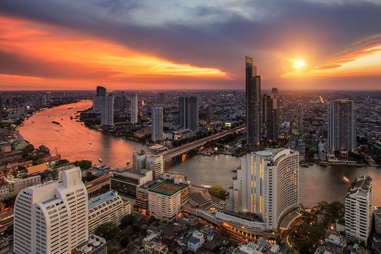 1280x853 Picture Bangkok Thailand Bridges Sky Sunrises and sunsets Rivers
