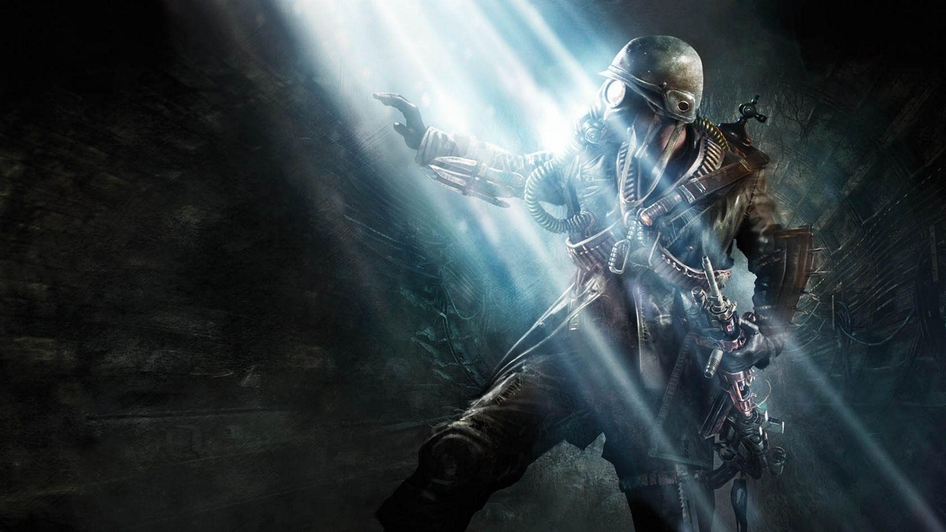 1920x1080 Download 1920x1080 HD Wallpaper metro last light armor rifle stalker gas mask shine art, Desktop Background HD