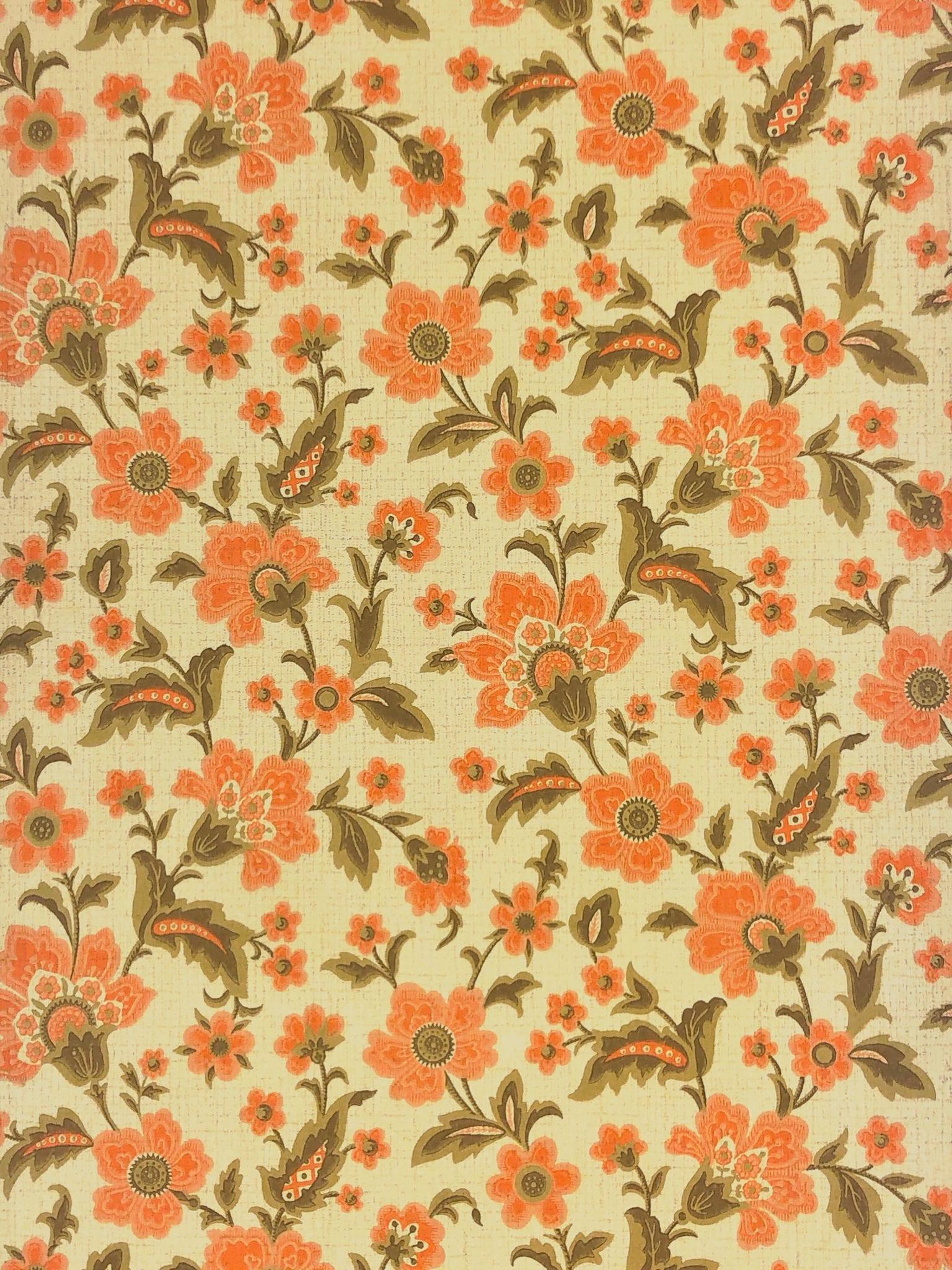 Free download Orange Floral Vintage 60s Handmade Cushion Cover Black