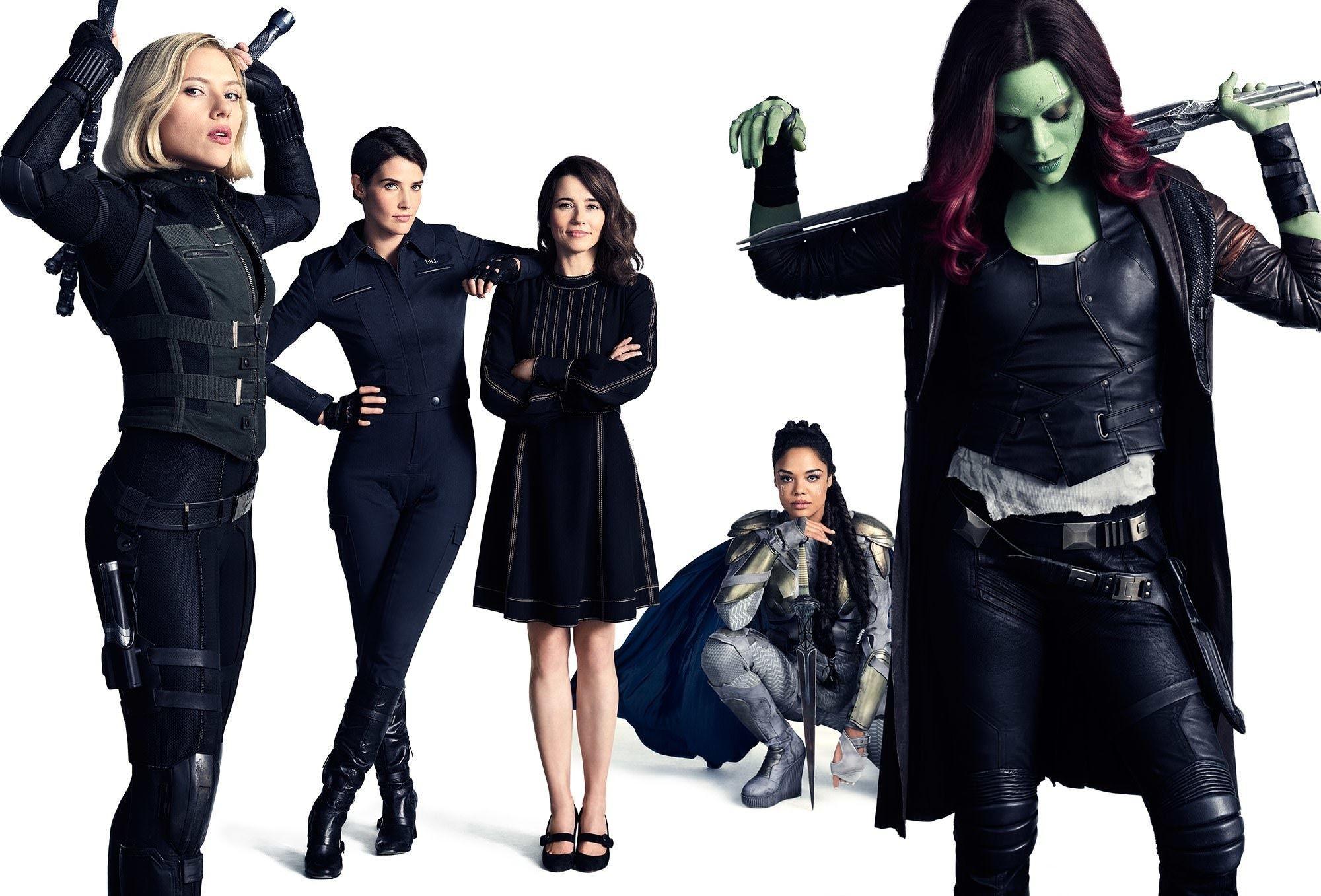 2000x1357 Avengers Infinity War Black Widow Cobie Smulders Evangeline Lilly Gamora Maria Hill Scarlett Johansson Tessa Thompson Valkyrie (Marvel Comics) Wasp (Marvel Comics) wallpaperx1357