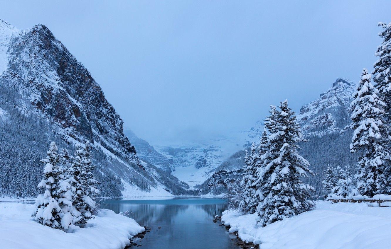 1332x850 Wallpaper winter, snow, trees, mountains, lake, ate, Canada, Albert, Banff National Park, Alberta, Lake Louise, Canada, Banff national Park, Canadian Rockies, Canadian Rockies, lake Louise image for desktop, section пейзажи