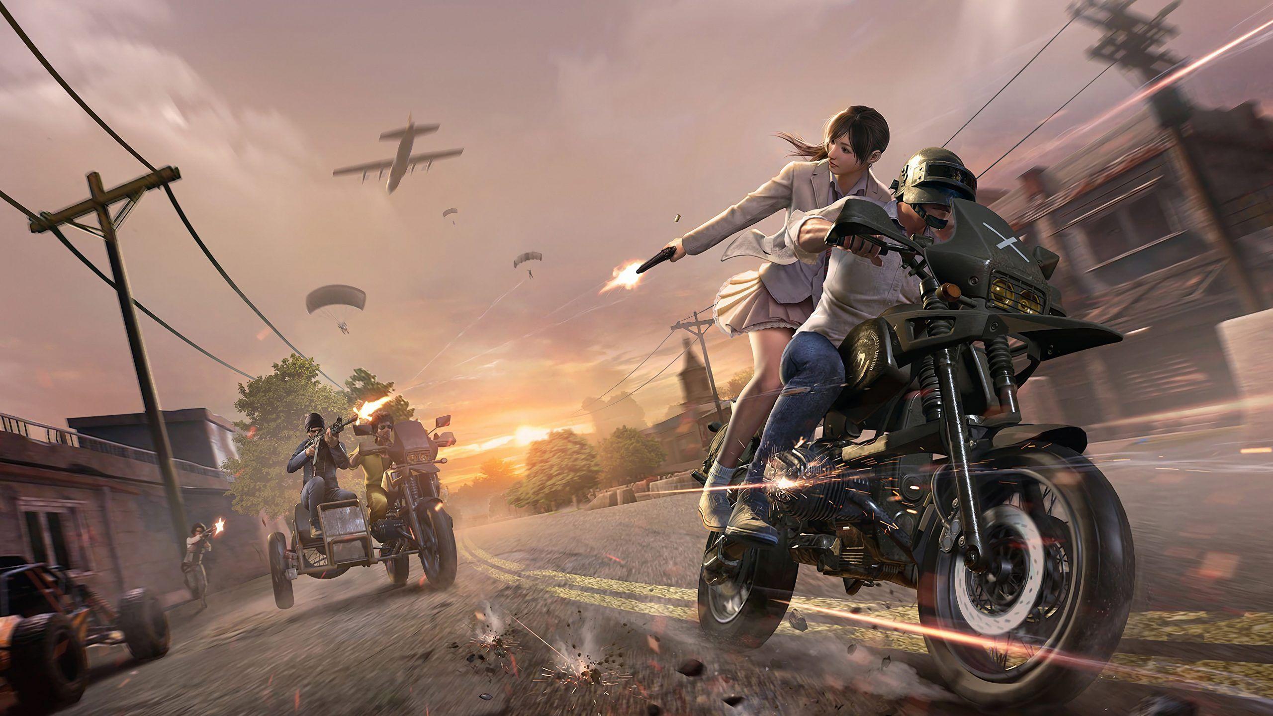 2560x1440 Pubg Bike Long Drive With Girlfriend With Gun Fighting Wallpaper