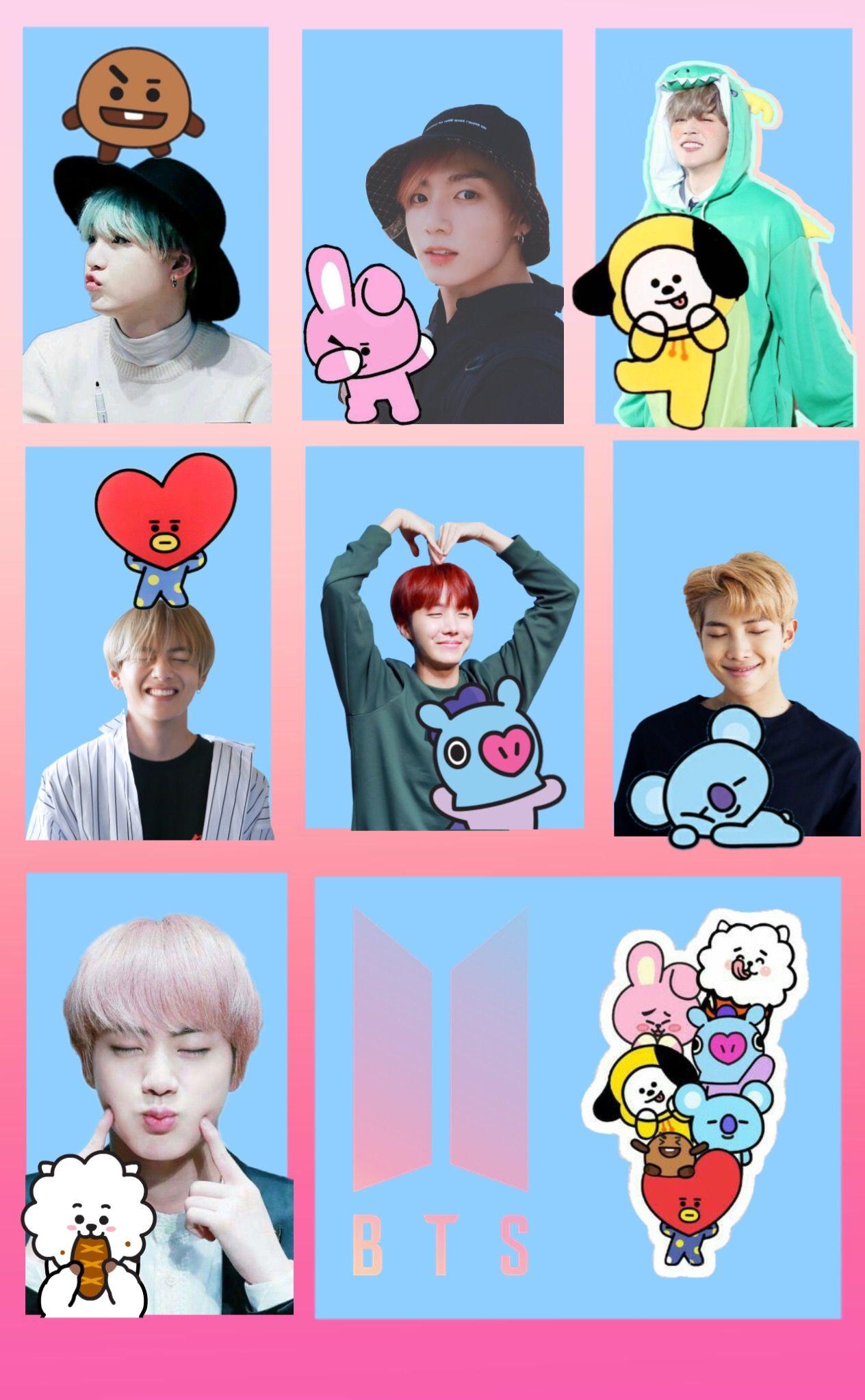 1264x2047 BT21 and BTS phone wallpaper