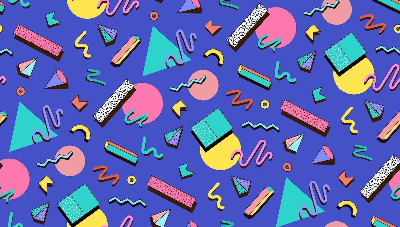 90s small geometric shapes wallpaper