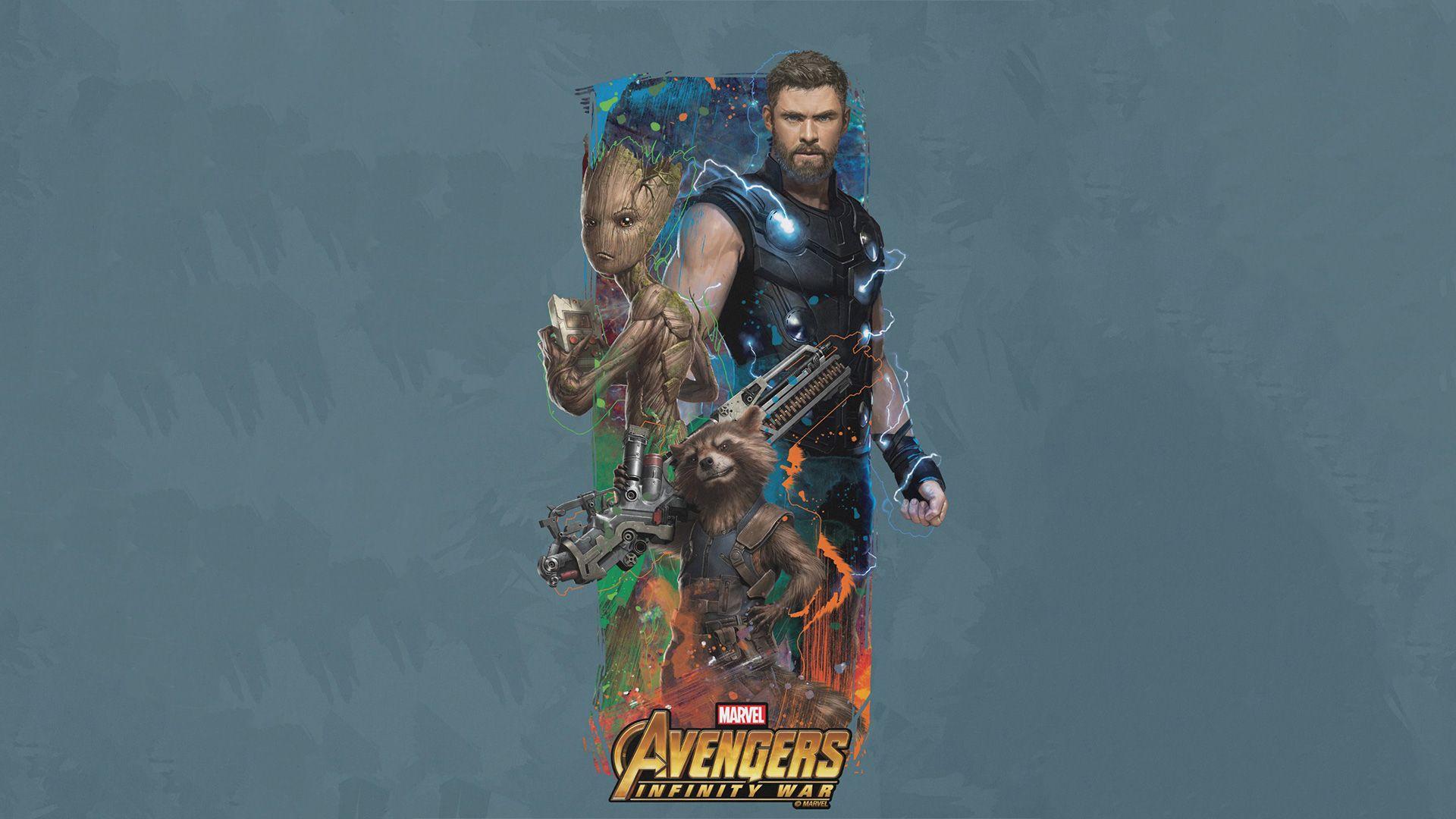 1920x1080 Thor Rocket Groot Avengers Infinity War Artwork Laptop HD HD 4k Wallpaper, Image, Background, Photo and Picture