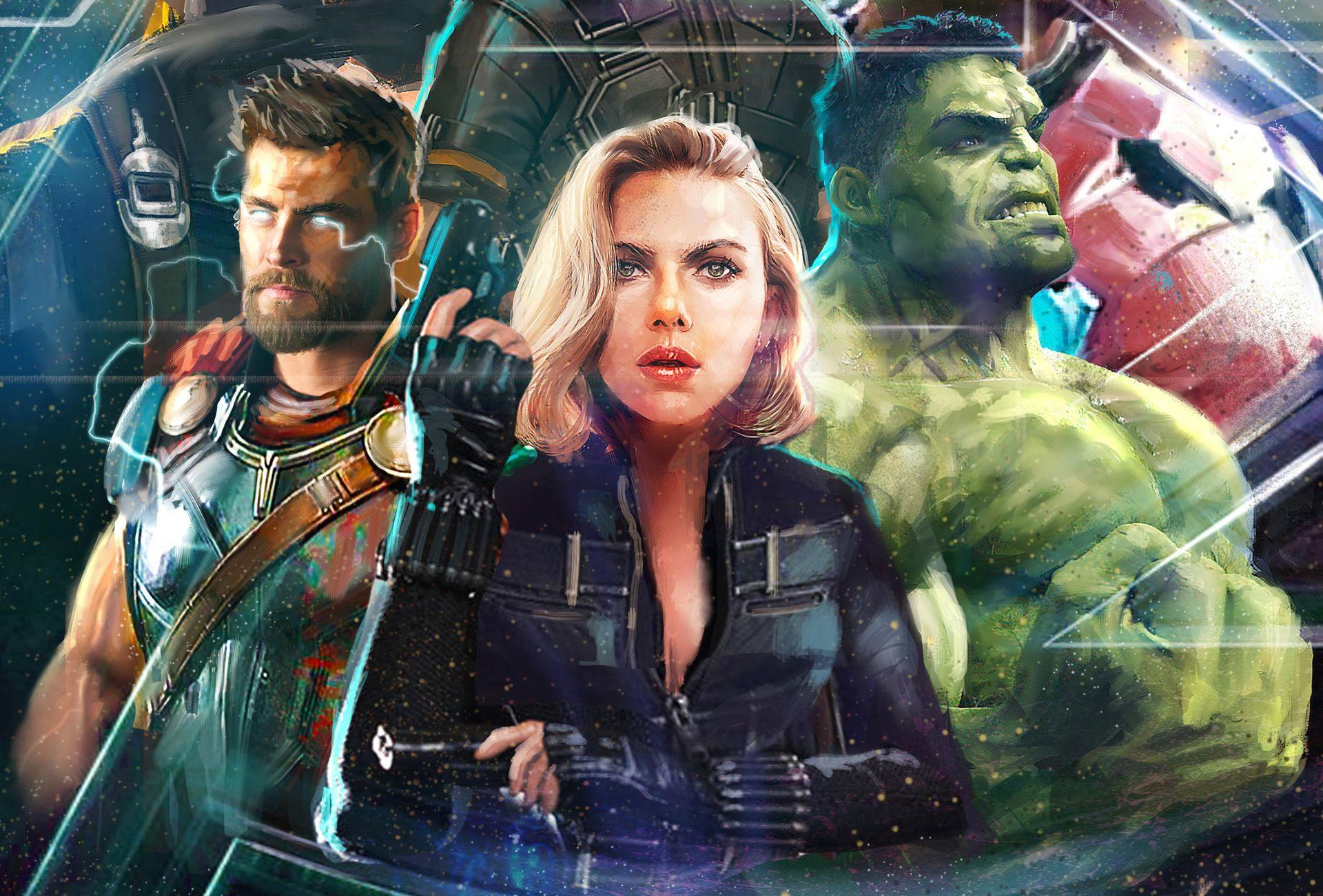 1920x1301 Thor Black Widow Hulk In Avengers Infinity War Artwork Samsung Galaxy Note S S SQHD Wallpaper, HD Movies 4K Wallpaper, Image, Photo and Background