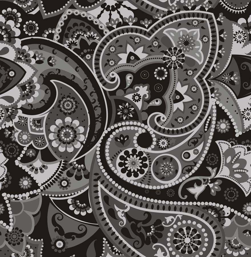 879x900 Black And White Paisley Wall Mural. Murals Your Way