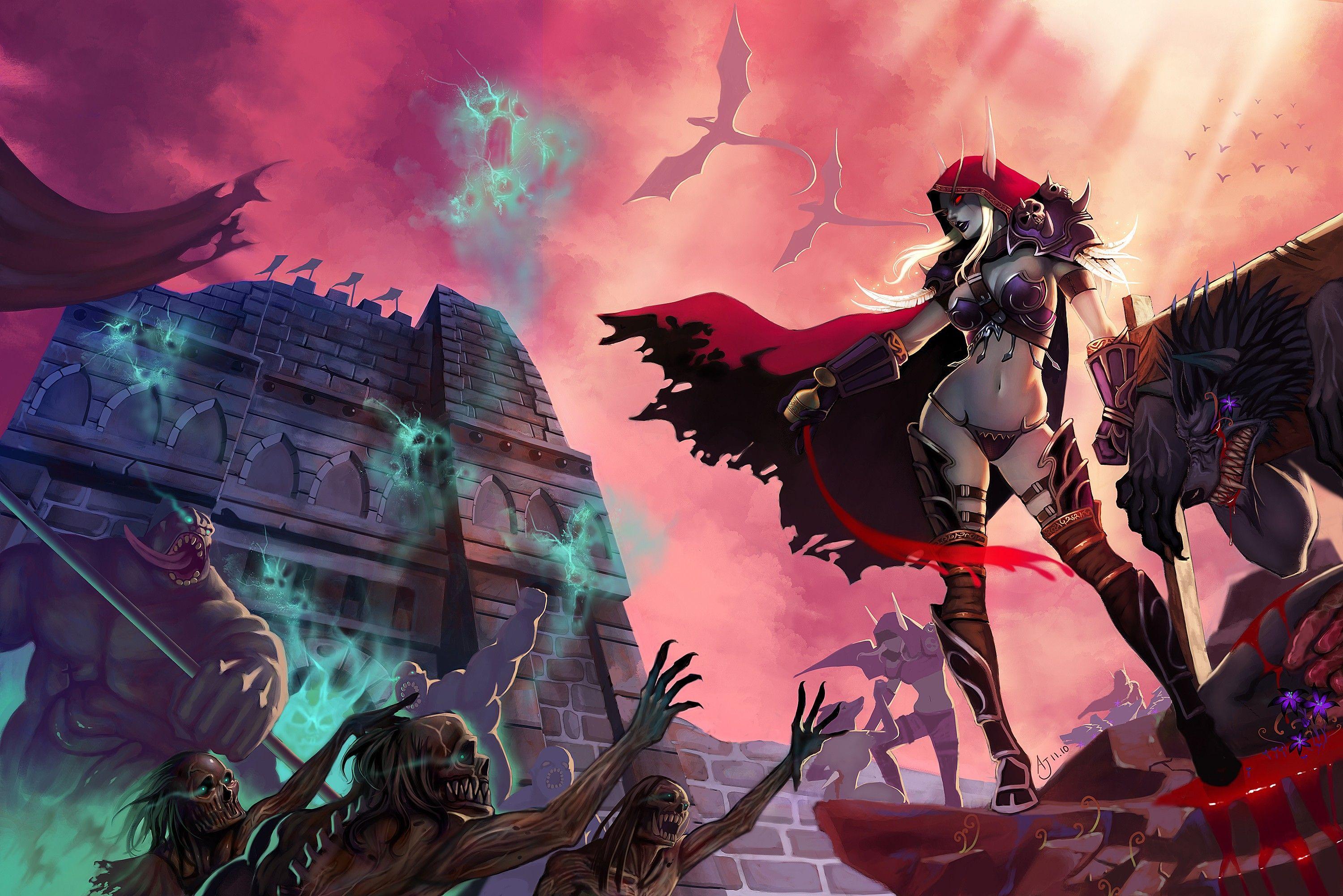 3000x2001 dragons, World of Warcraft, Blood Elf, elves, Worgen, Sylvanas Windrunner, Gilneas, Forsaken, abomination wallpaper
