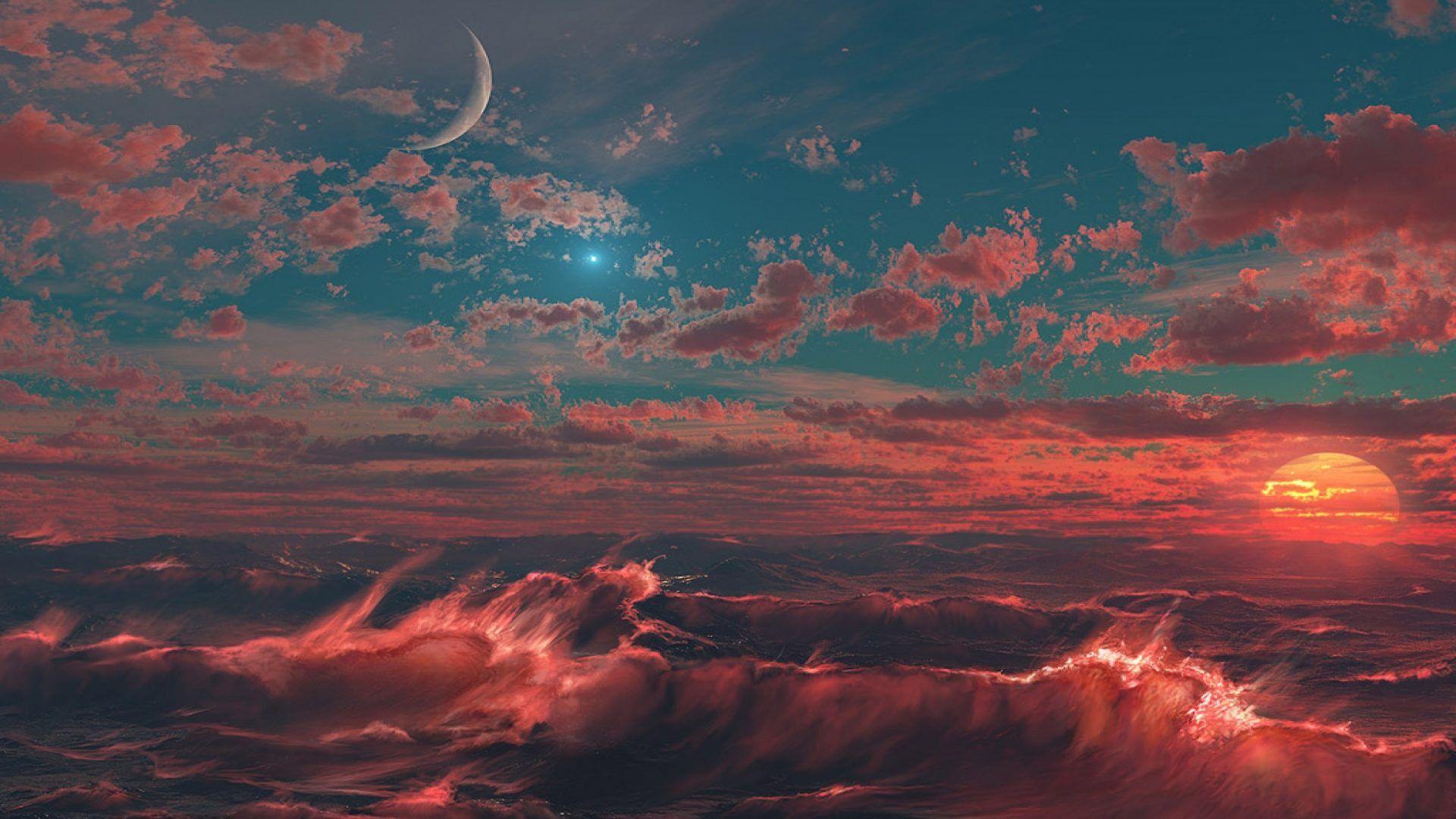 1920x1080 Surreal Sea Sunset HD Wallpaperx1080
