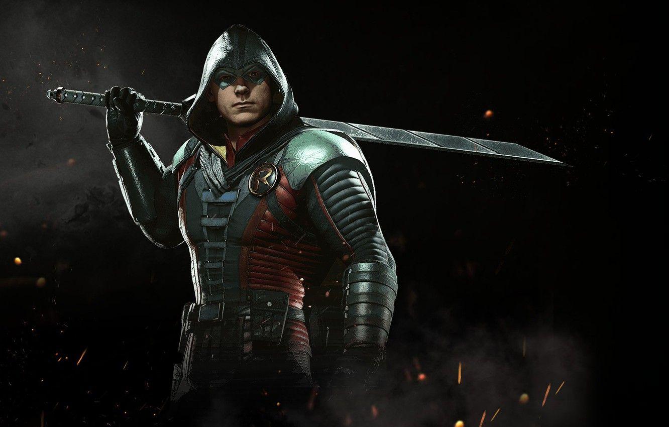 1332x850 Wallpaper sword, game, Robin, NetherRealm Studios, Injustice Son of Batman, Damian Wayne image for desktop, section игры