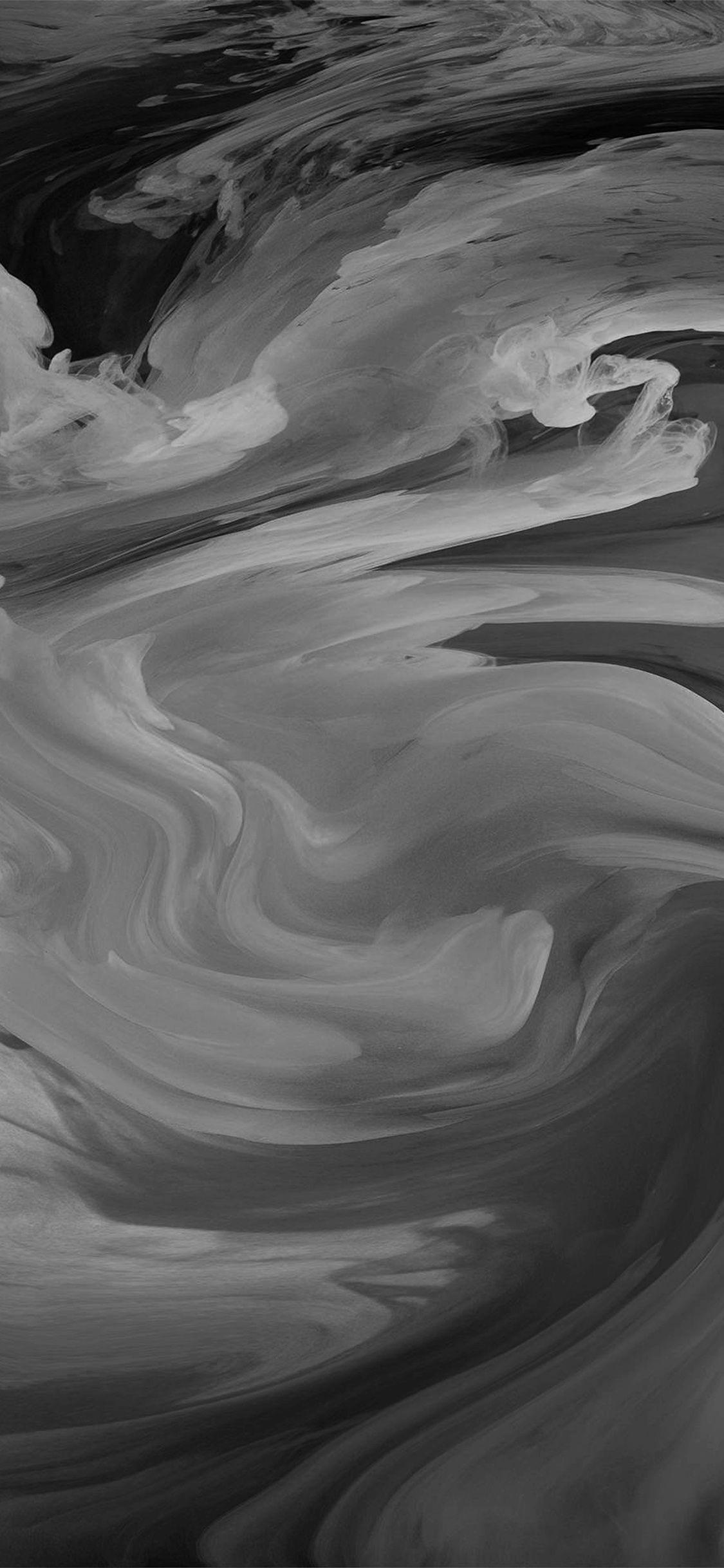 1125x2436 Hurricane Swirl Abstract Art Paint Dark Bw Pattern Wallpaper