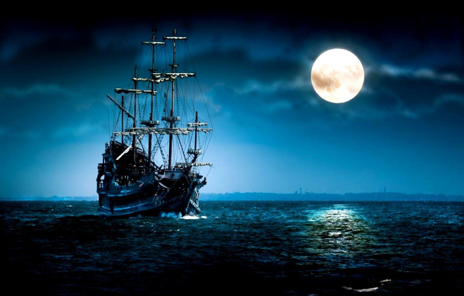 1545x987 Blue Ocean Night Sky With Ship