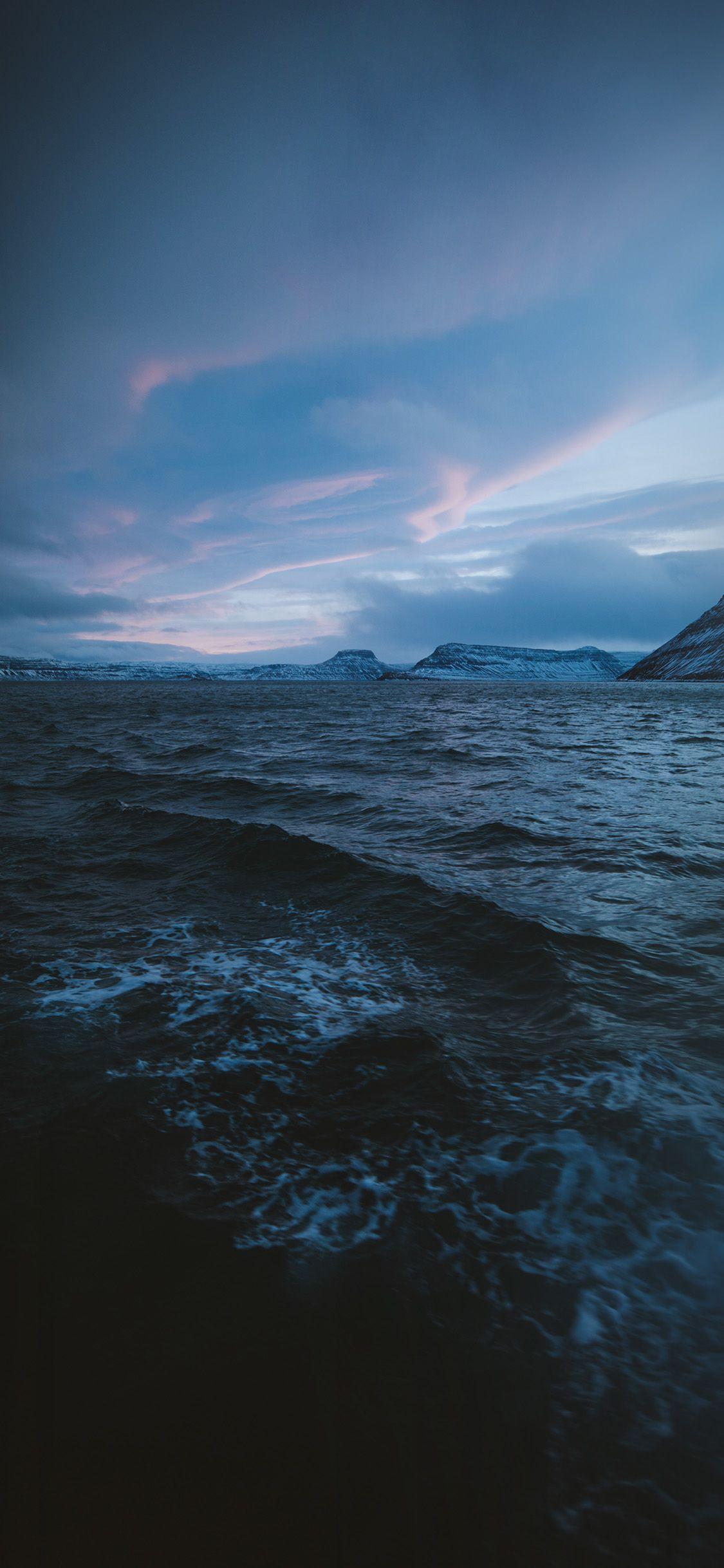 1125x2436 iPhone wallpaper. night sea wave sunset nature