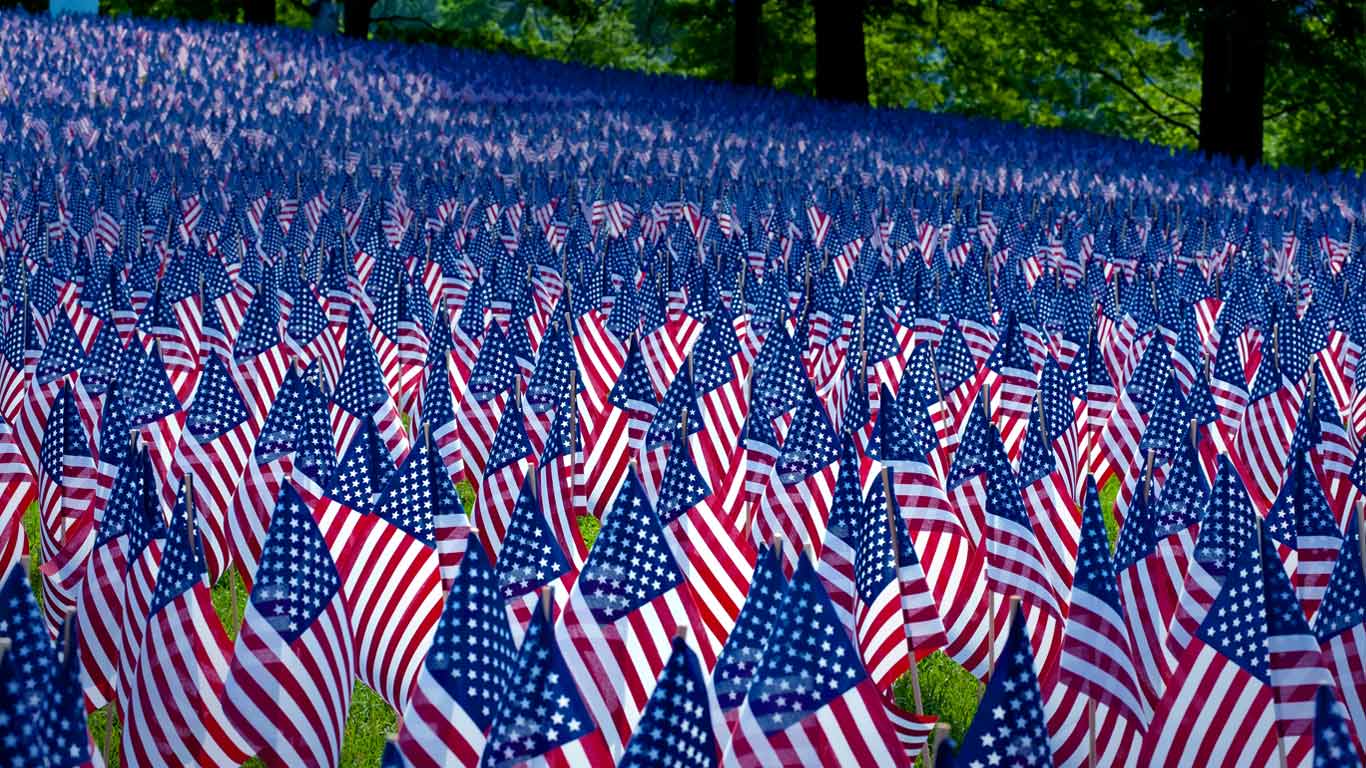 1366x768 Field of flags displayed for Memorial Day, Boston, Massachusetts