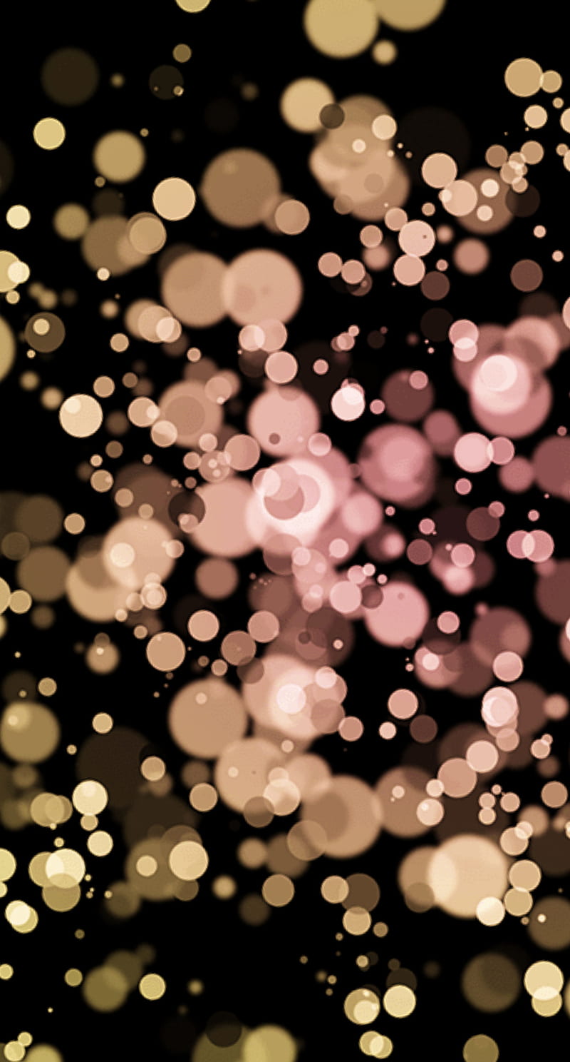 800x1488 Bokeh, background, black, bubbles, girly, gold, pink, HD phone wallpaper