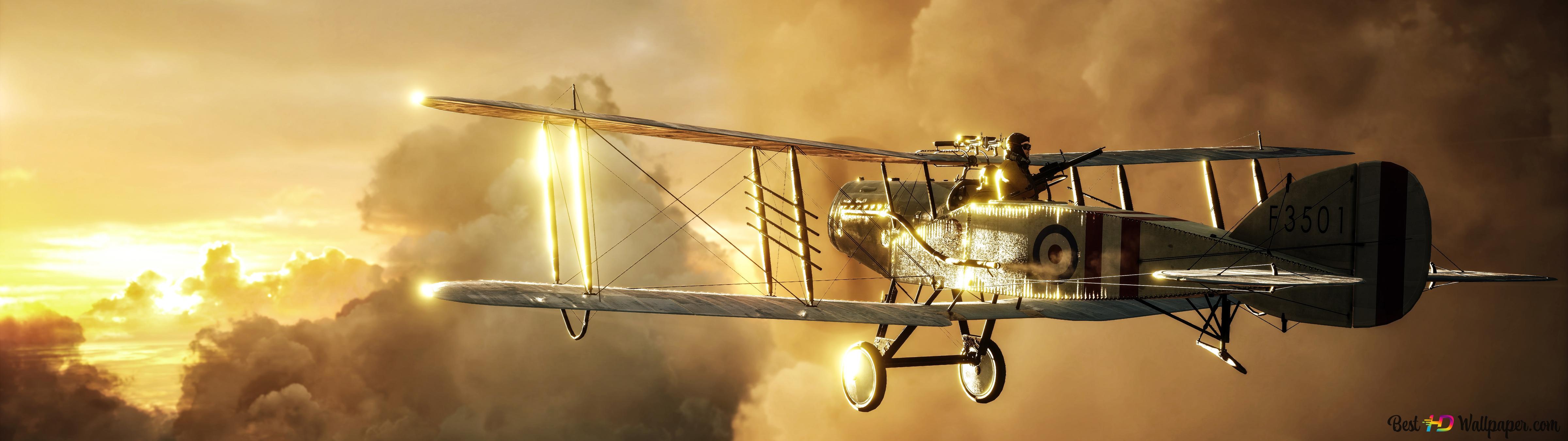 4800x1350 Battlefield 1 Soldier Plane 8K wallpaper download