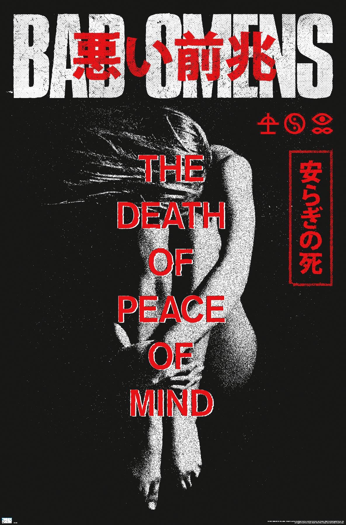 1185x1800 Trends International Bad Omensóster de pared de la muerte de la paz mental, 22.37 x 34.00 pulgadas, versión premium sin marco : Hogar y Cocina
