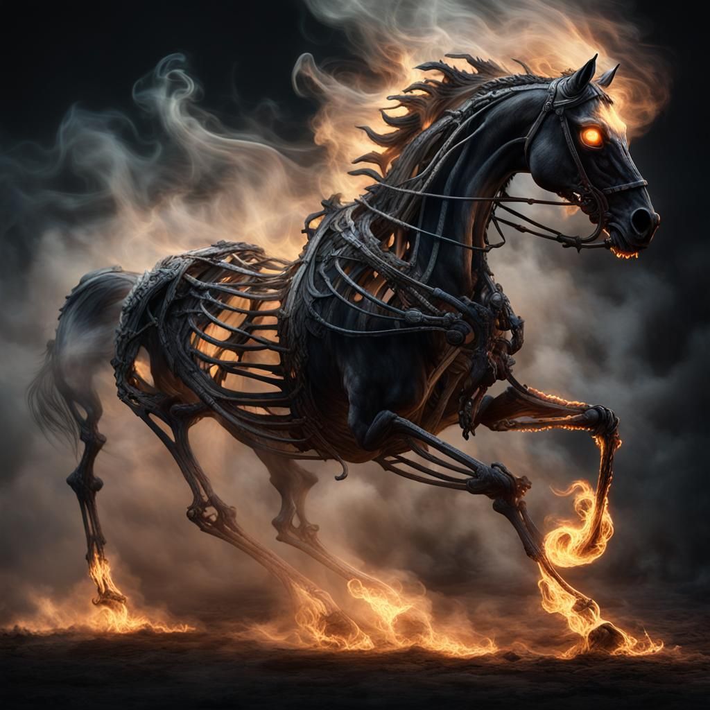 1024x1024 Pesadilla Smoke Horse in Dark Fantasy Style