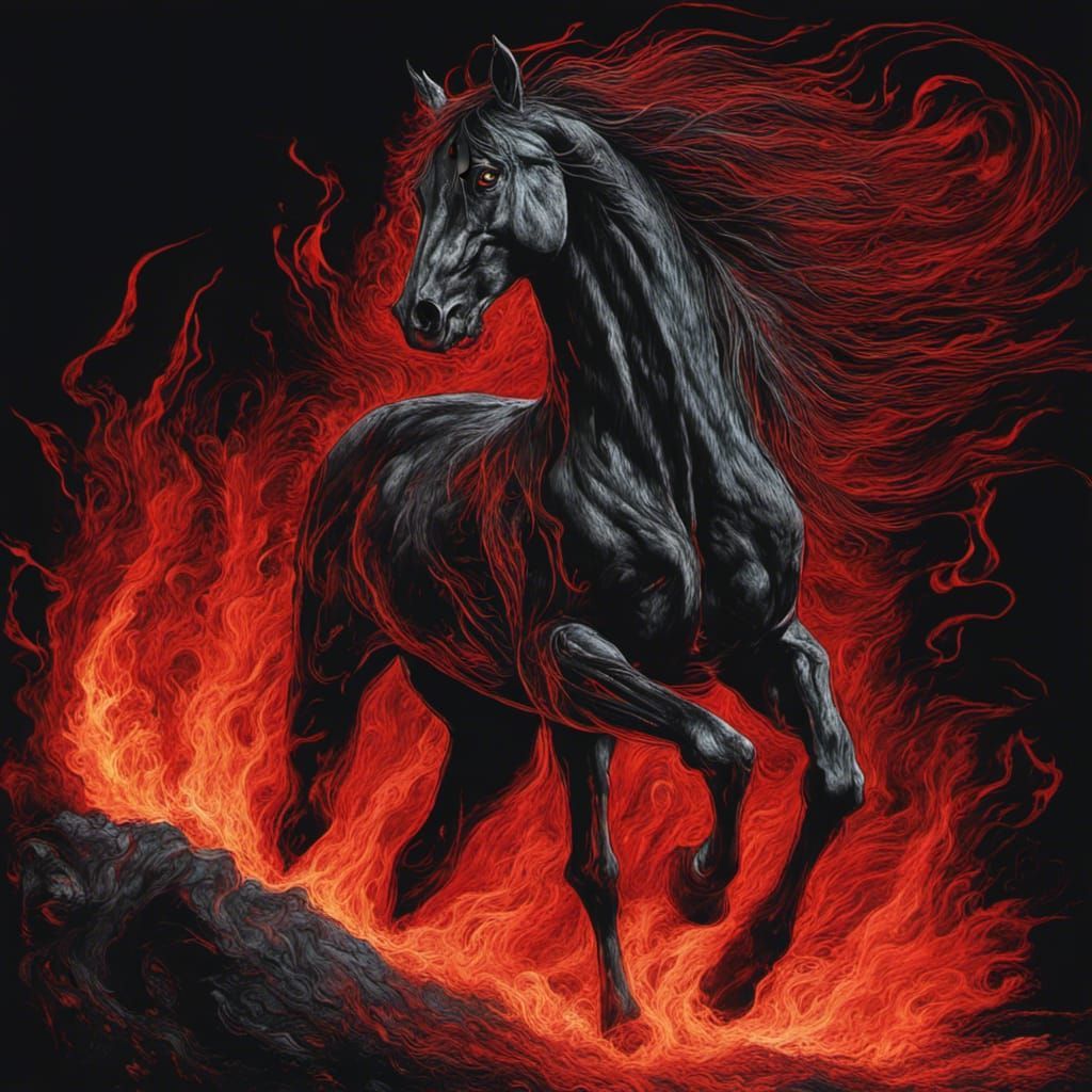 1024x1024 Nightmare Hell's Steed Horse with Burning Souls