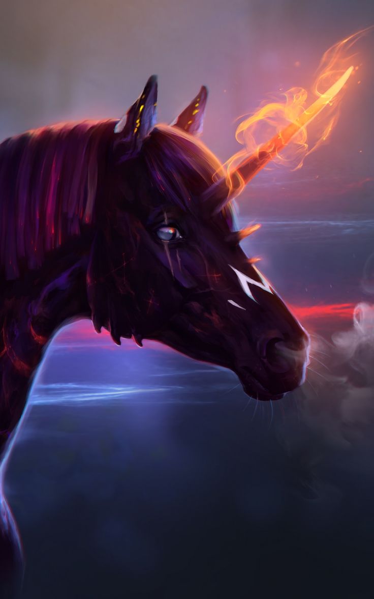 736x1177 Wallpaper fire unicorn art horse