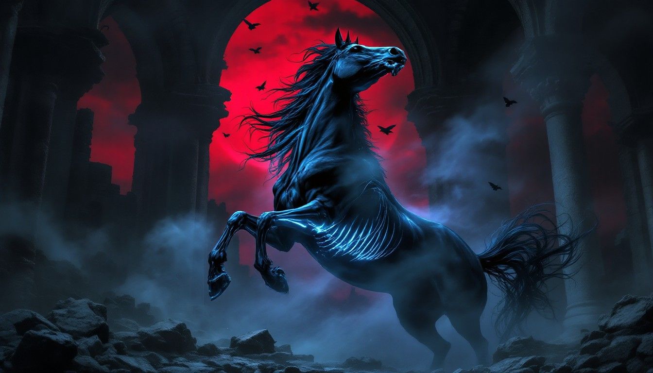 1344x768 Free Nightmare Horse Rises Image, Horse, Supernatural