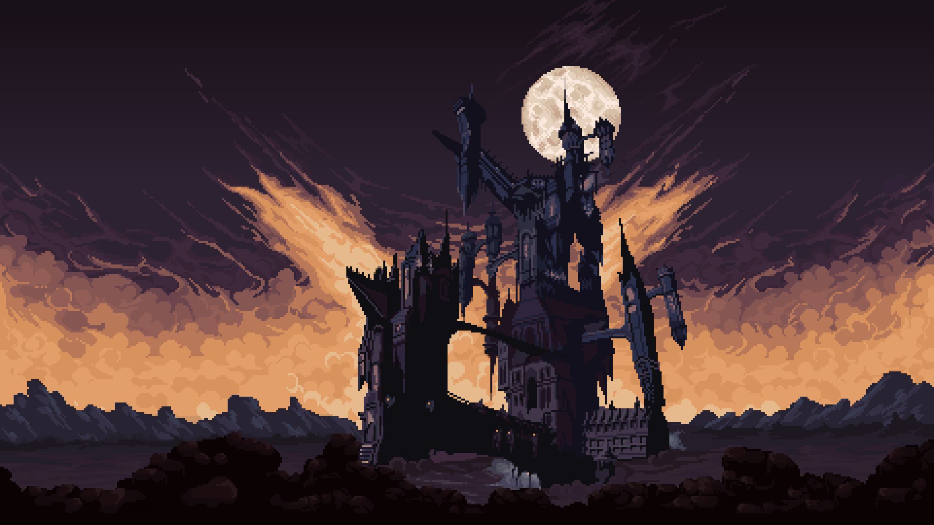 1920x1080 Castlevania in Pixels (Used their concept art as reference)