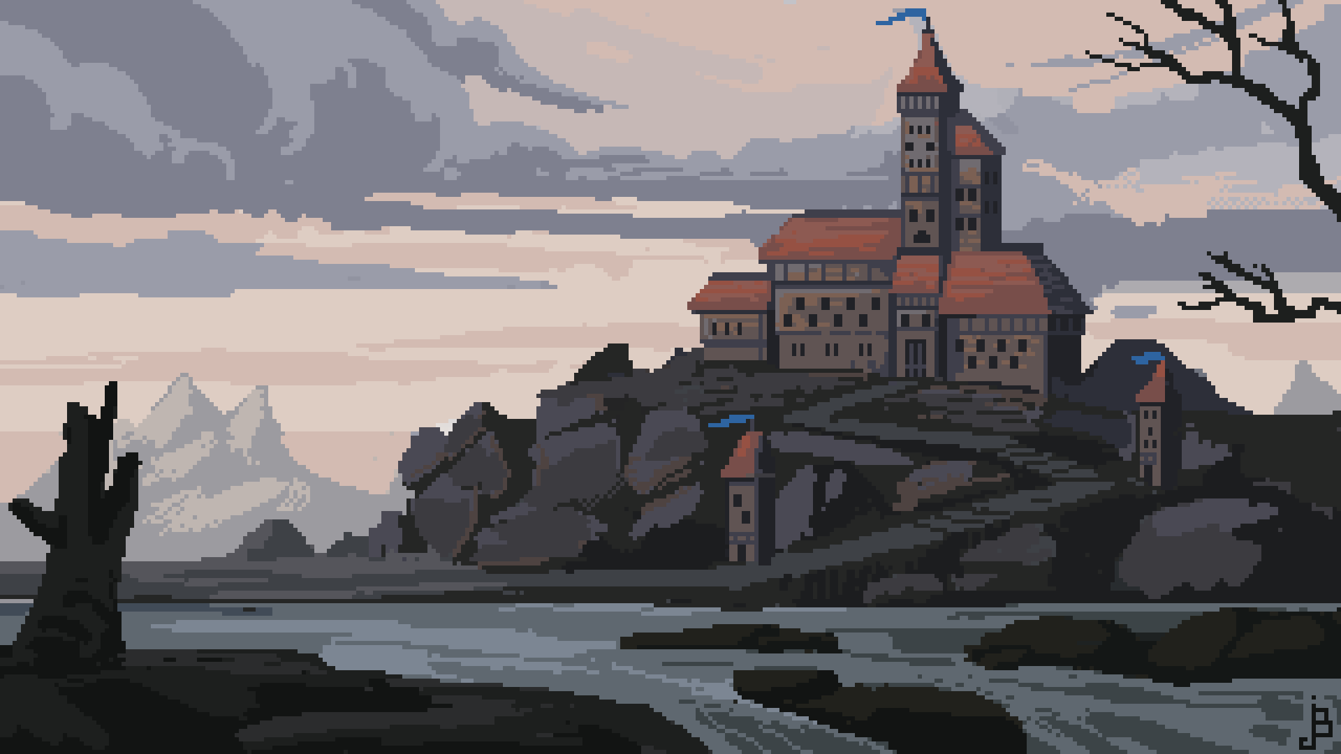 1920x1080 Pixel Castle Landscape by BaukjeSpirit on Newgrounds