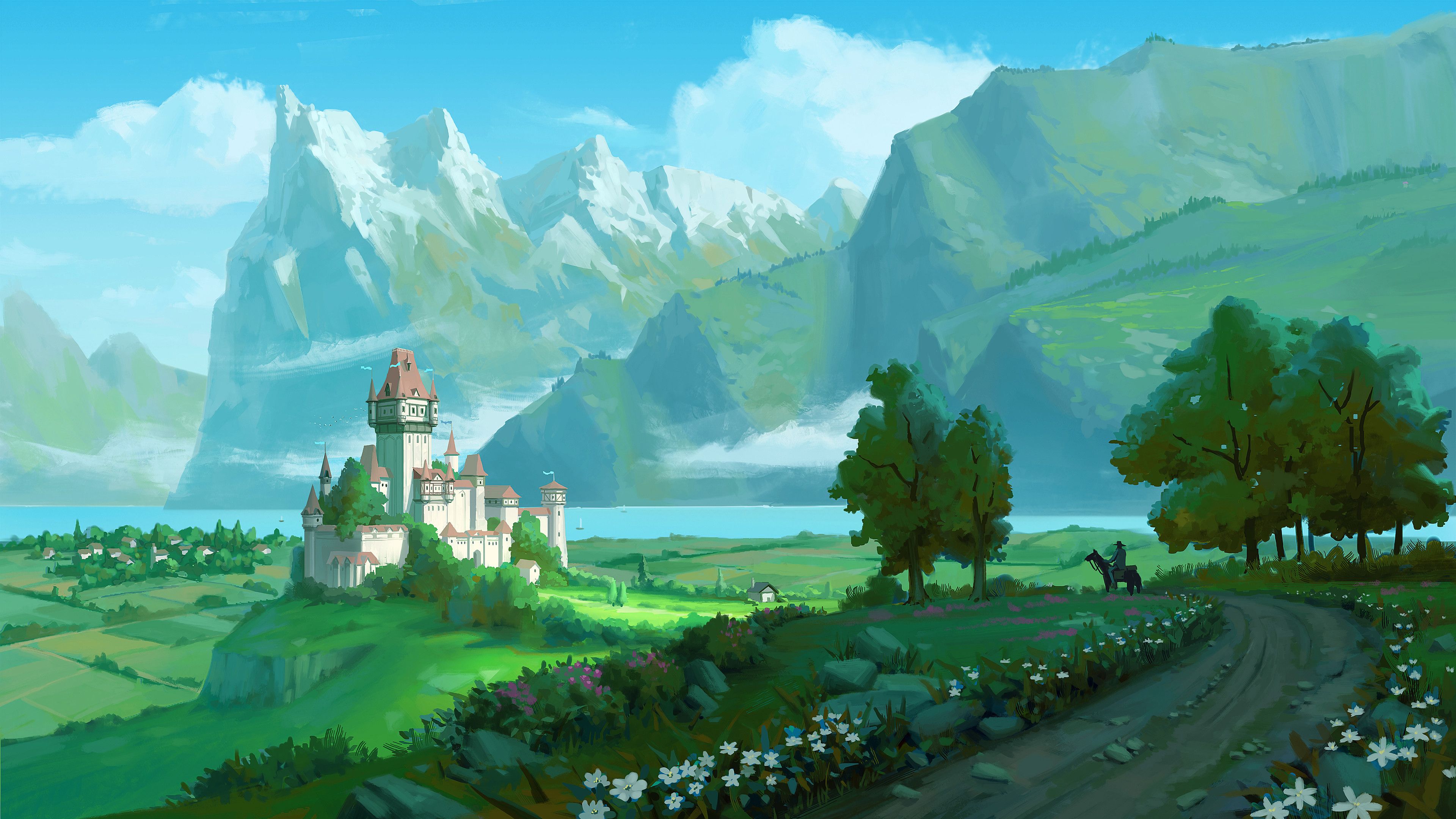 3840x2160 Majestic Fantasy Castle. Stunning 4K Ultra HD Landscape Wallpaper