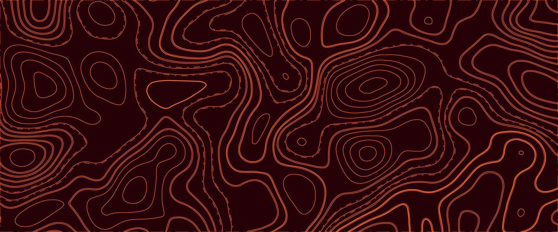 1920x800 Topographic map. Abstract background with lines and circles. Red mountain contour lines. Topographic terrain. Red, yellow background with space grid Topographic background