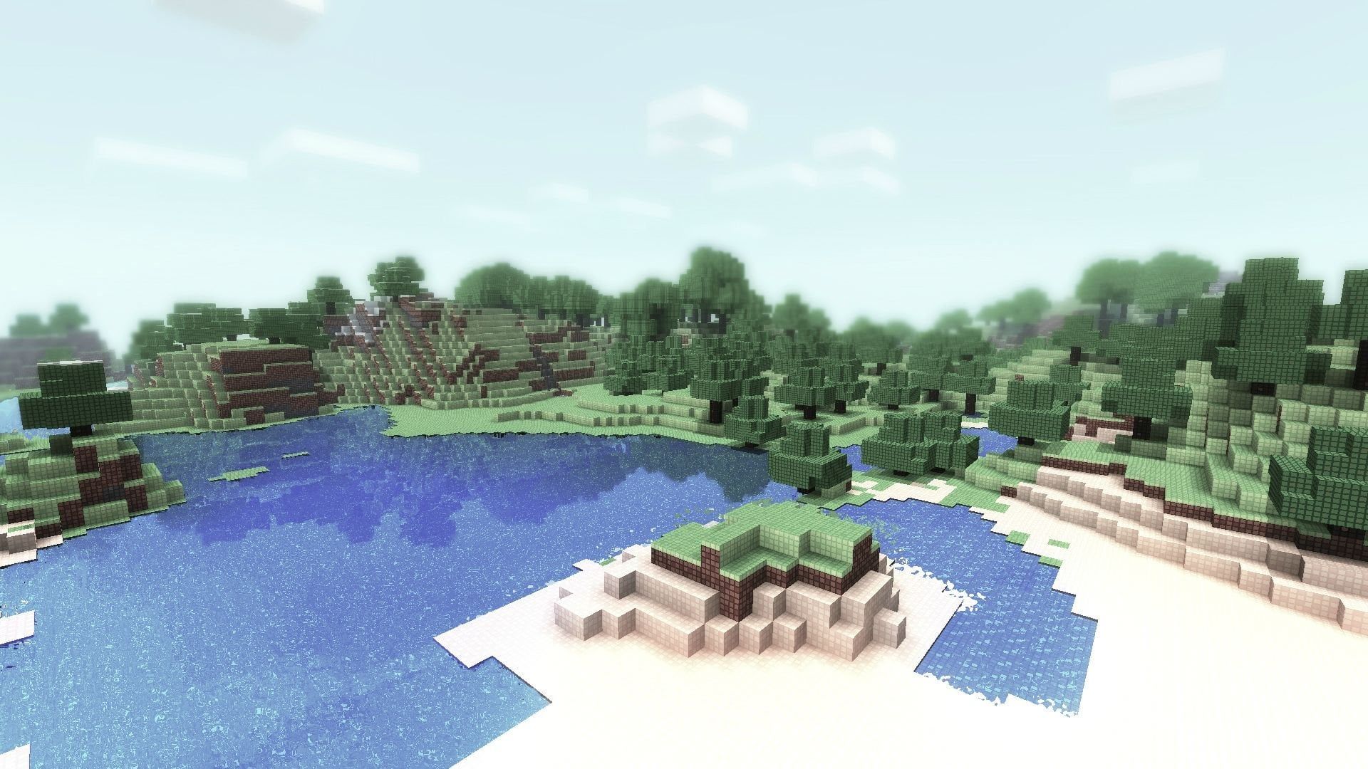 1920x1080 A minecraft wallpaper I made back in Alpha(more info in comments)