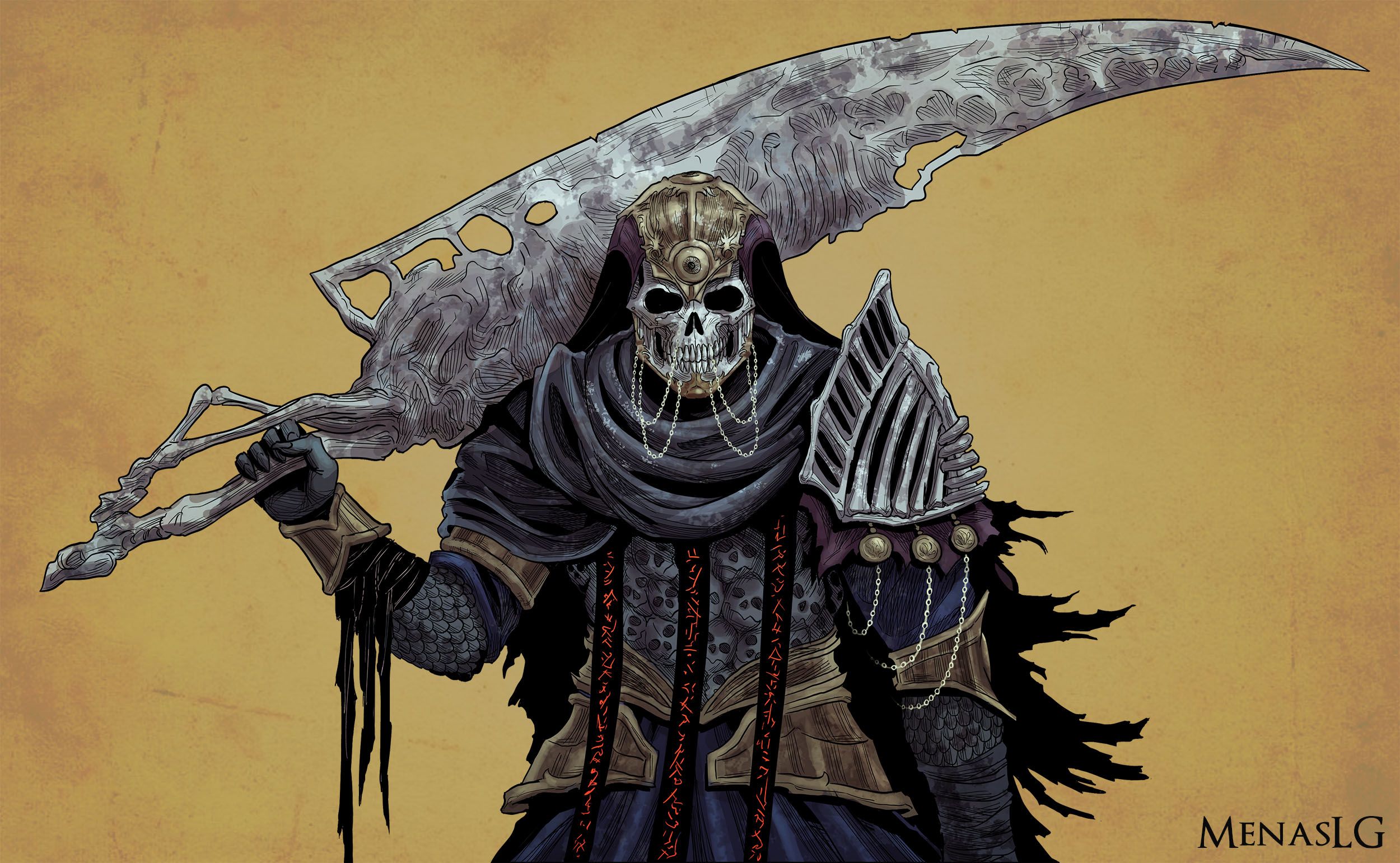 2500x1542 Dark Skull Warrior: The Armored Blade HD Wallpaper
