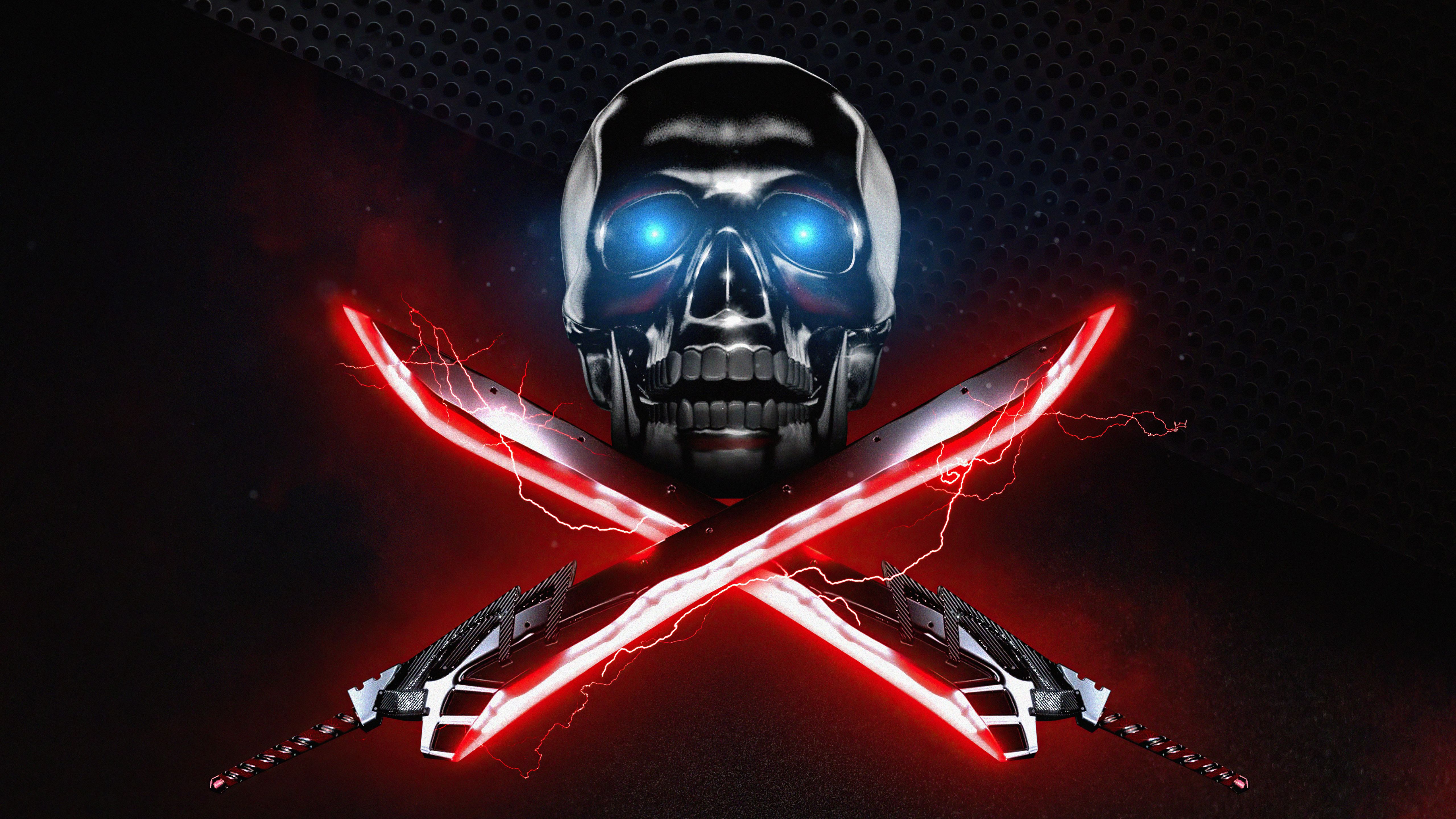 5120x2880 Skull And Swords 5k Wallpaper, HD Artist Wallpaper, 4k Wallpaper, Image, Background, Photos and Picture