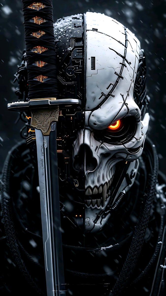 675x1200 Background #wallpaper #robot #skull #sword