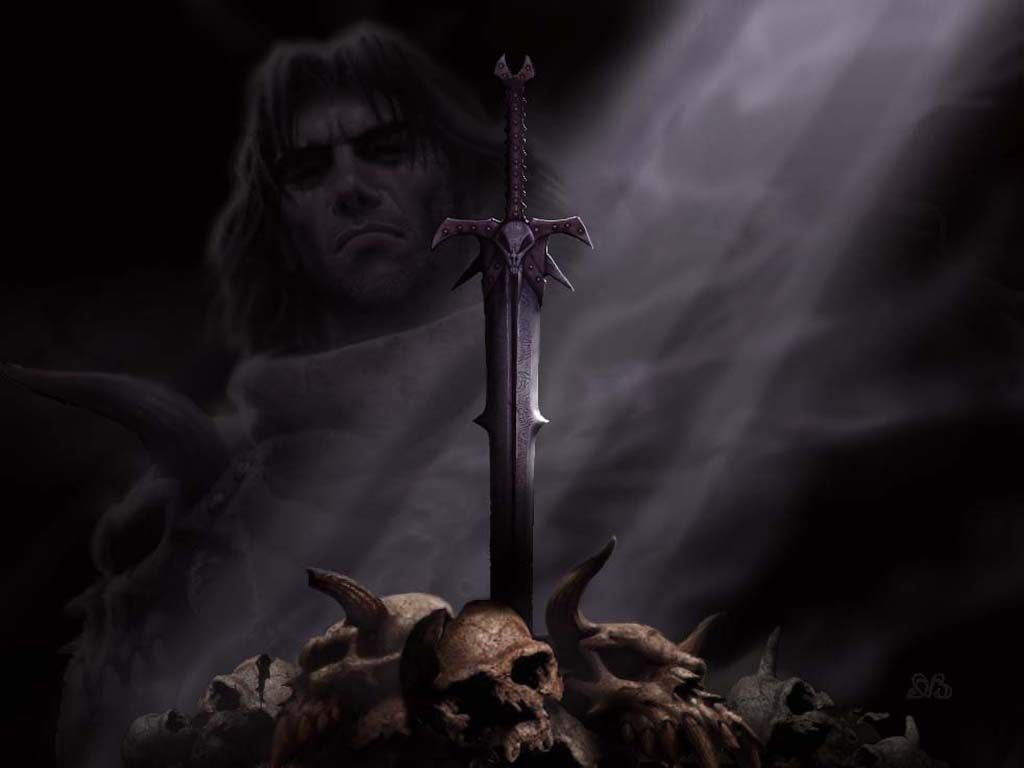 1024x768 Silver long sword, sword, Revenant, fantasy art, skull HD wallpaper
